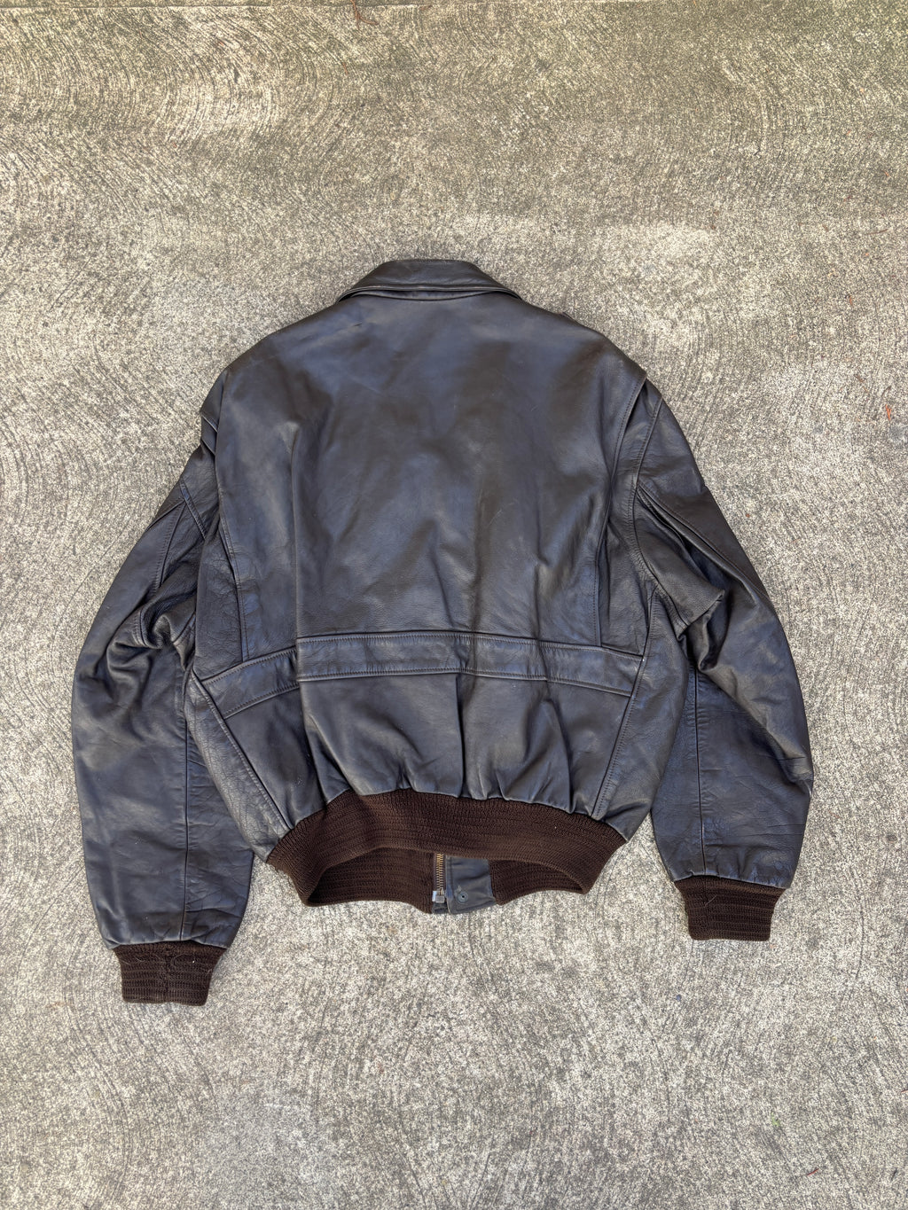 Giacca bomber in pelle marrone da uomo in stile pilota Type A-2 vintage anni 90 (L)