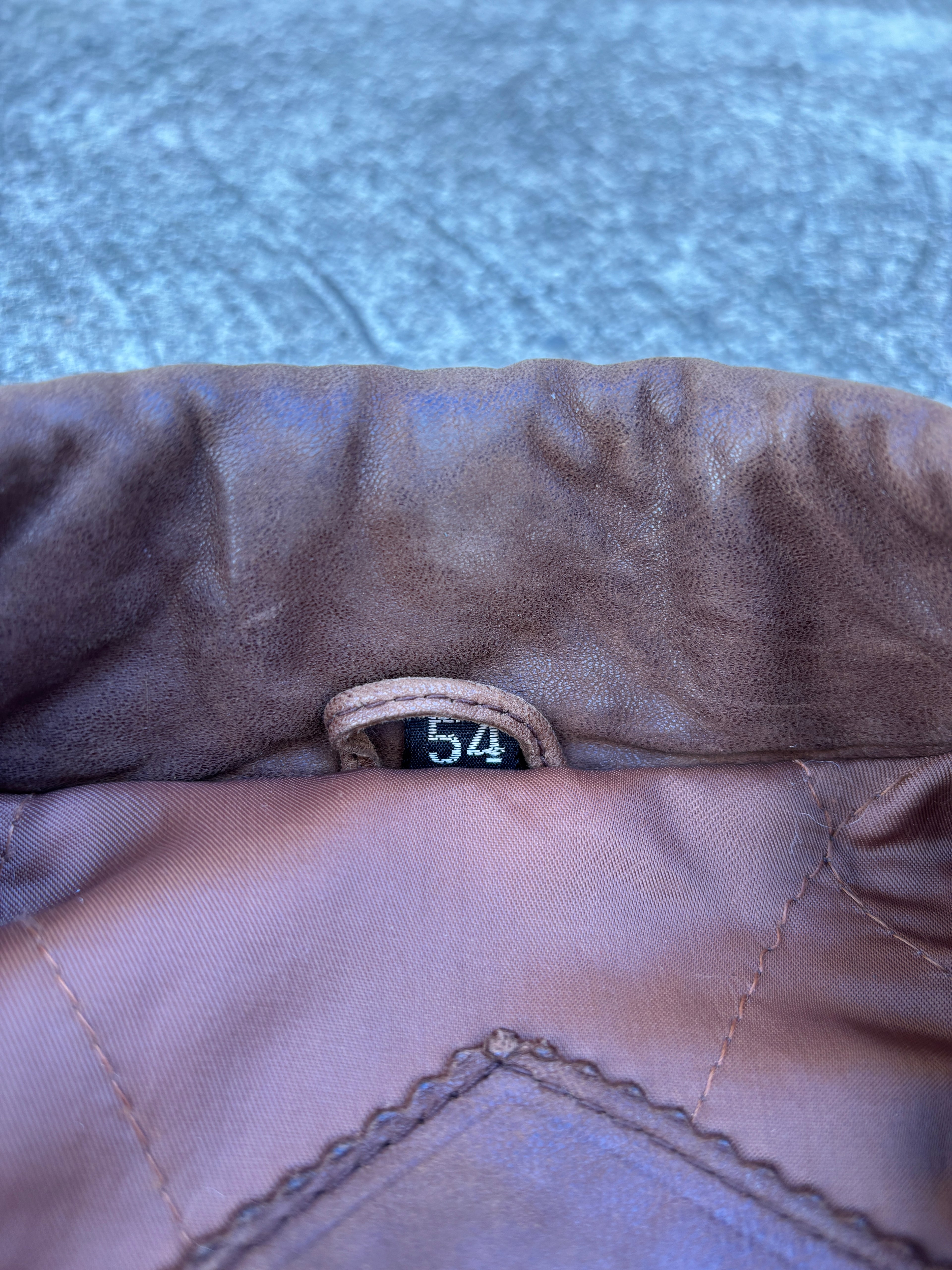 Giacca Ted Stone in pelle marrone da uomo, bomber vintage anni 90 Swiss Made (XL)