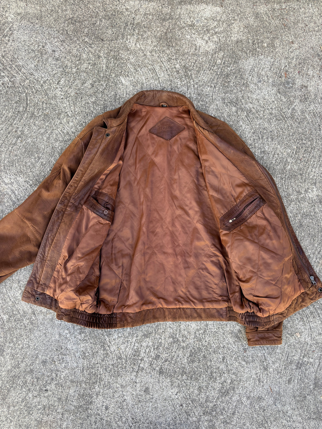 Giacca Ted Stone in pelle marrone da uomo, bomber vintage anni 90 Swiss Made (XL)