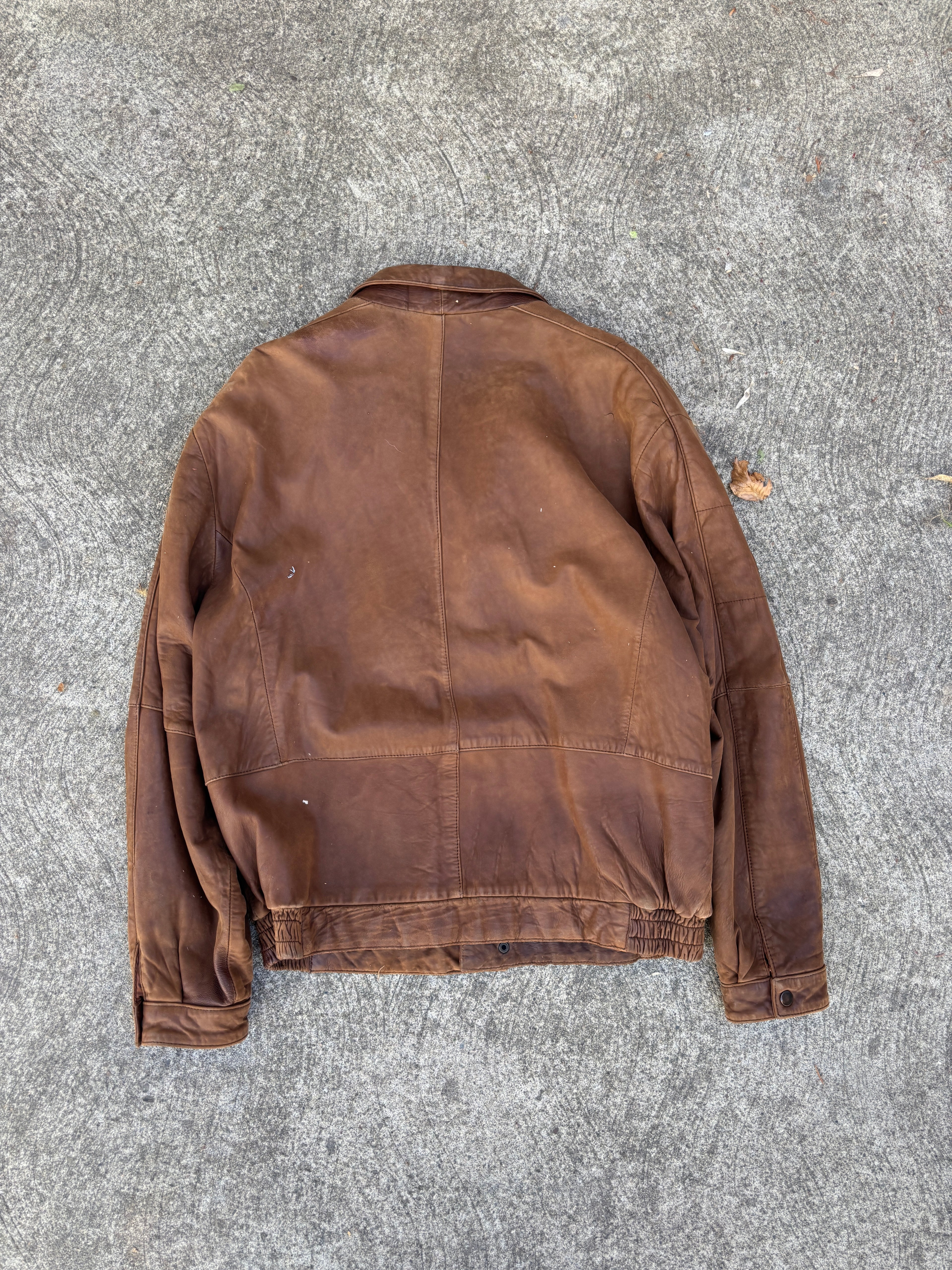 Giacca Ted Stone in pelle marrone da uomo, bomber vintage anni 90 Swiss Made (XL)