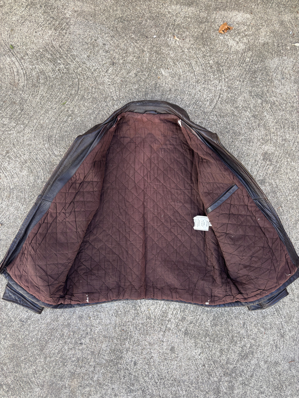 Giacca in pelle vintage da uomo marrone in stile biker multi tasche anni 90 - Riri zip (M)