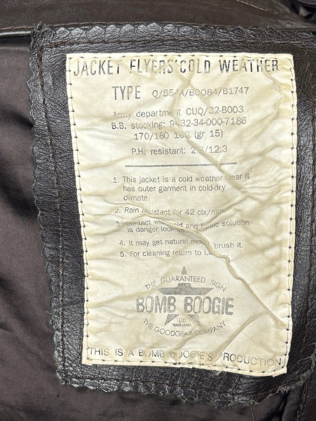 Giacca in Pelle Marrone Bomber A-2 Bomb Boogie  (L)