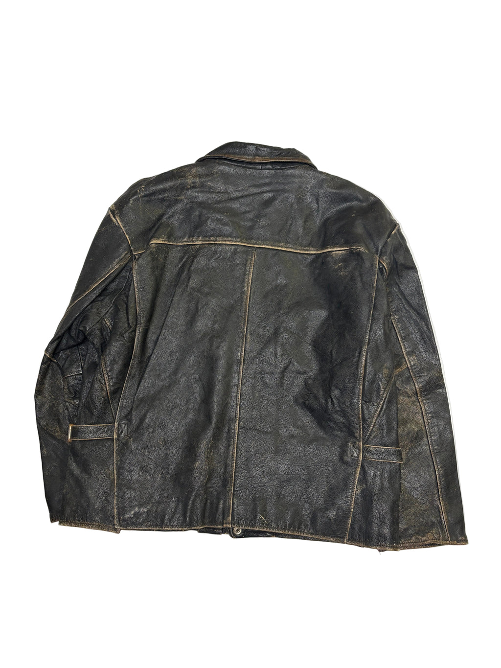 Giacca in Pelle Nera Cafe Racer Vintage (L)