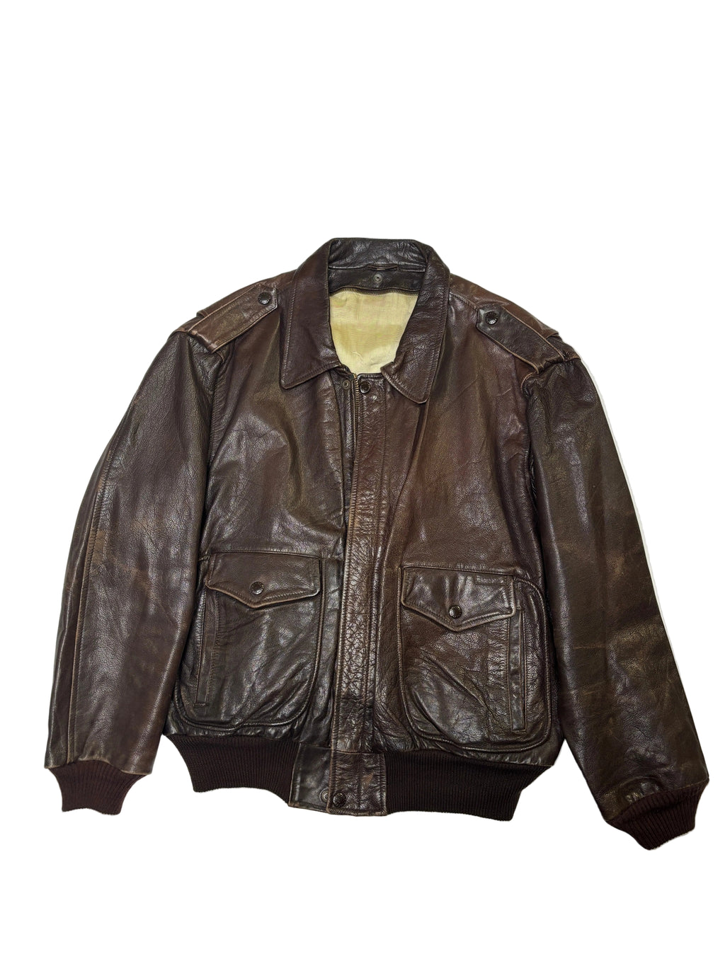 Giacca in Pelle Marrone Bomber A-2 Utility (M)