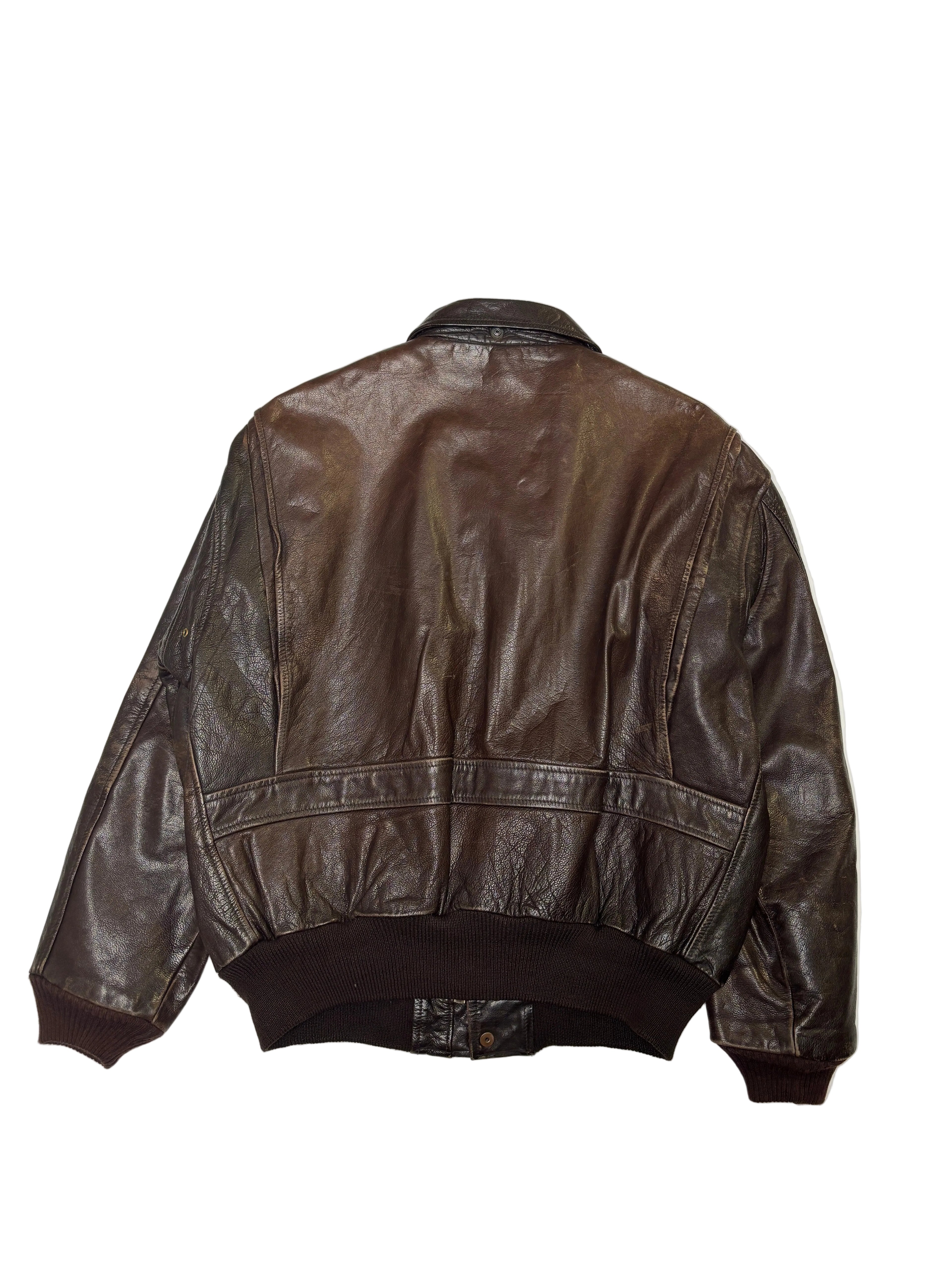 Giacca in Pelle Marrone Bomber A-2 Utility (M)