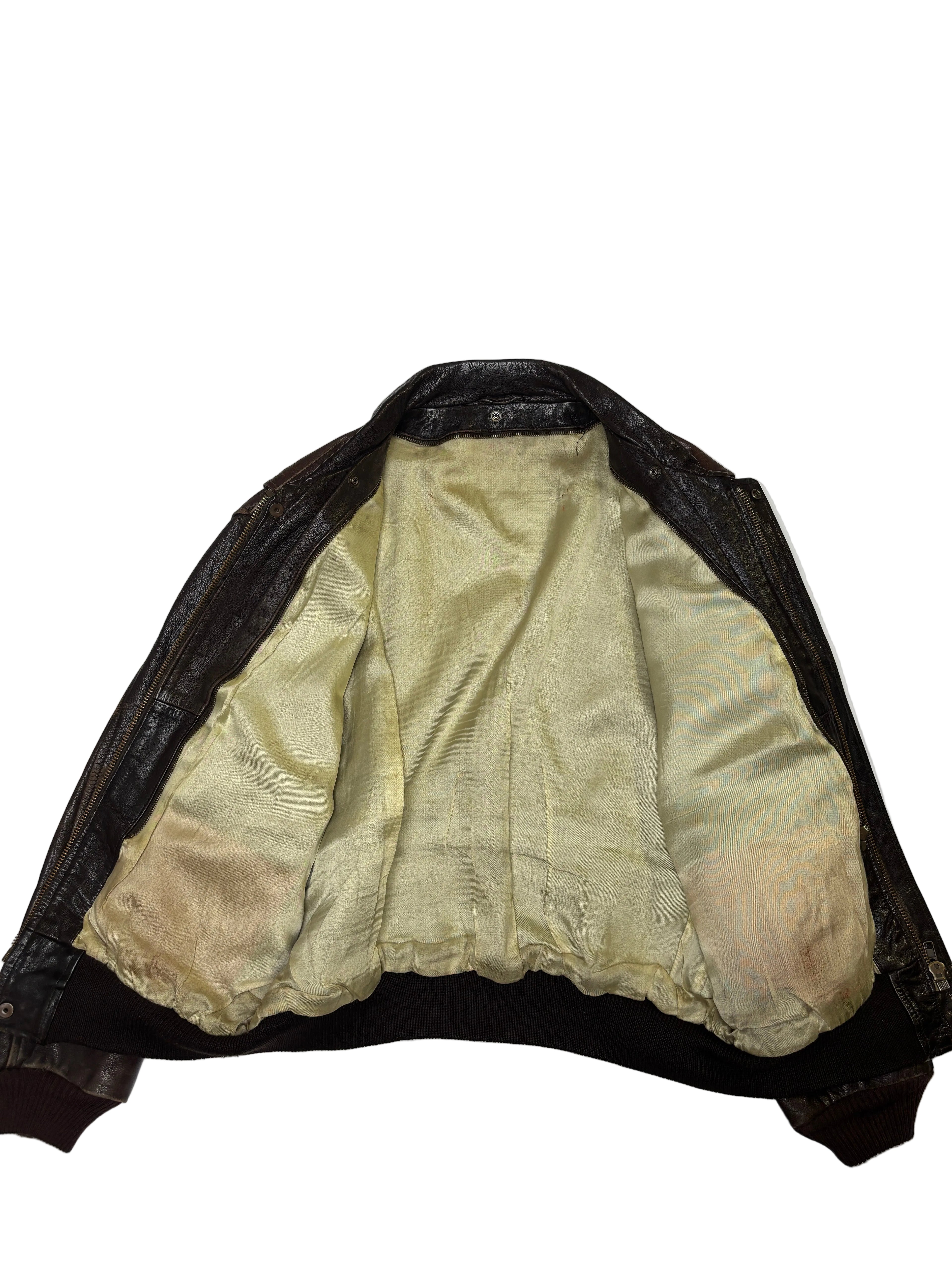Giacca in Pelle Marrone Bomber A-2 Utility (M)