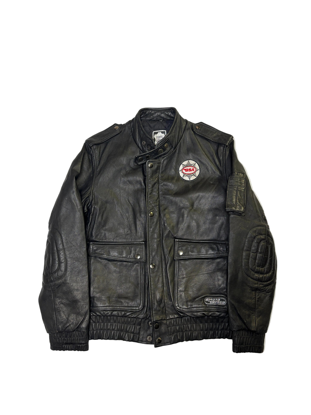 Giacca da Moto BSA in Pelle Nera Vintage (S)