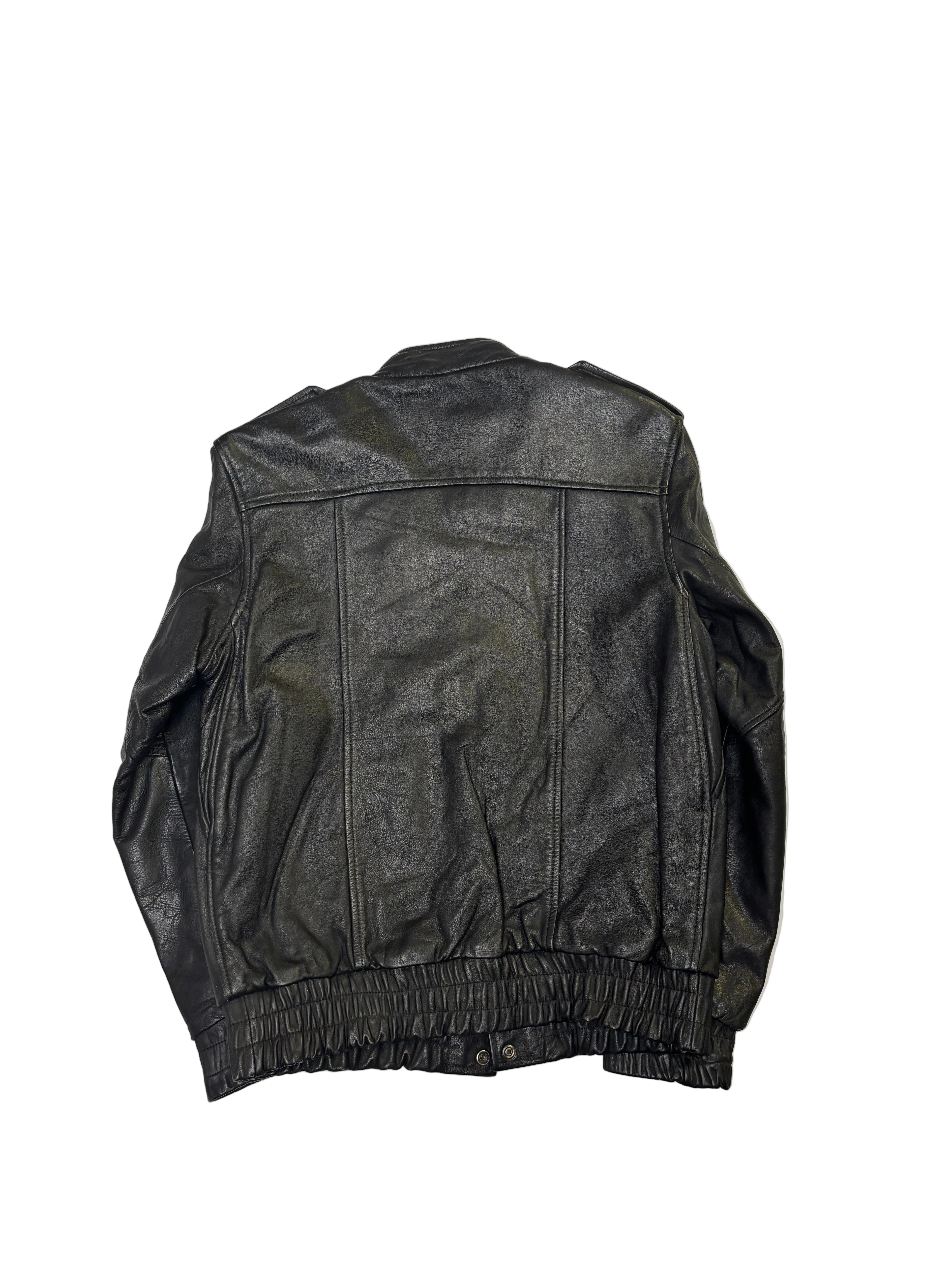 Giacca da Moto BSA in Pelle Nera Vintage (S)