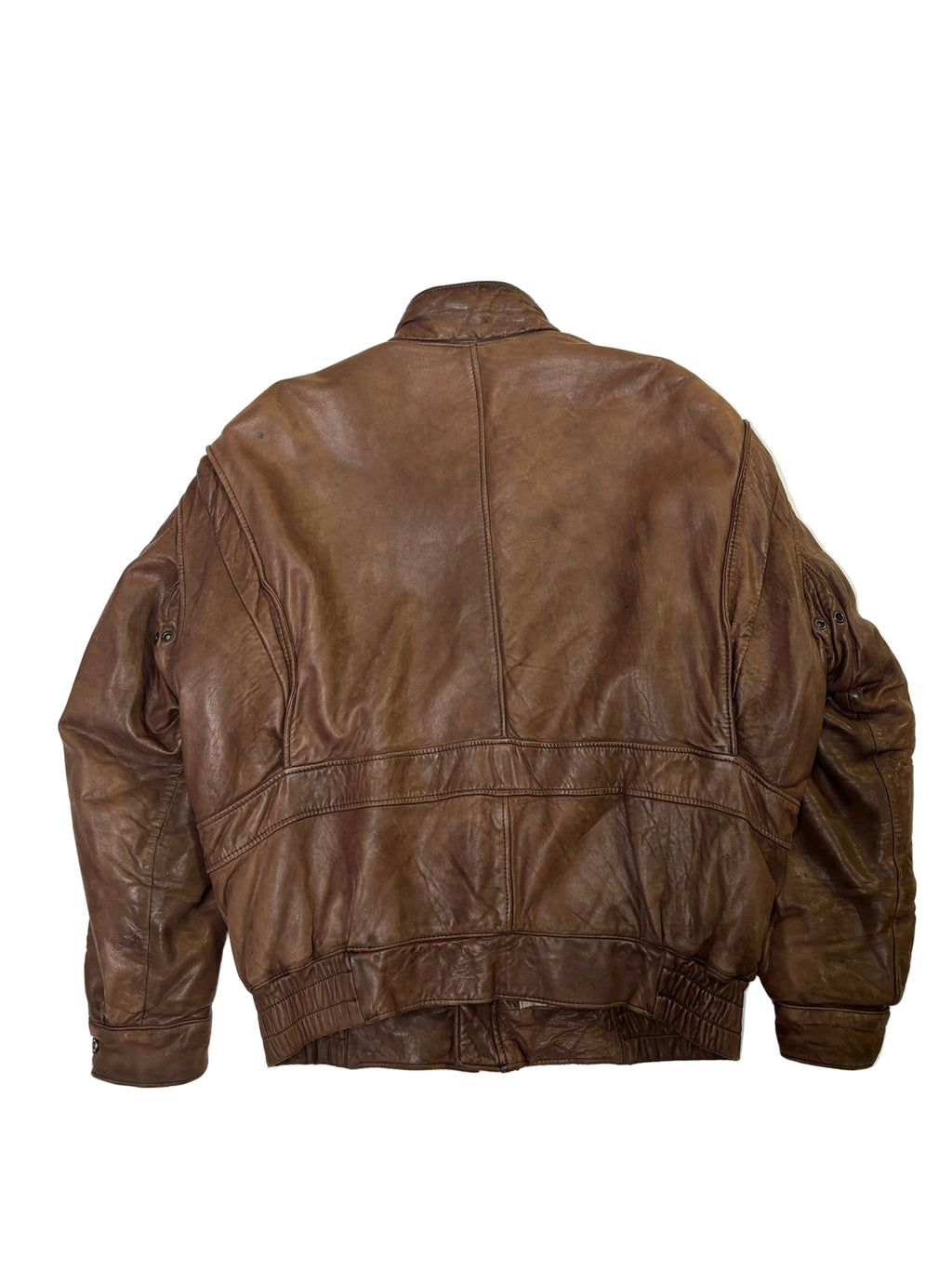 Bomber in Pelle Marrone Multi Zip Riri (M)
