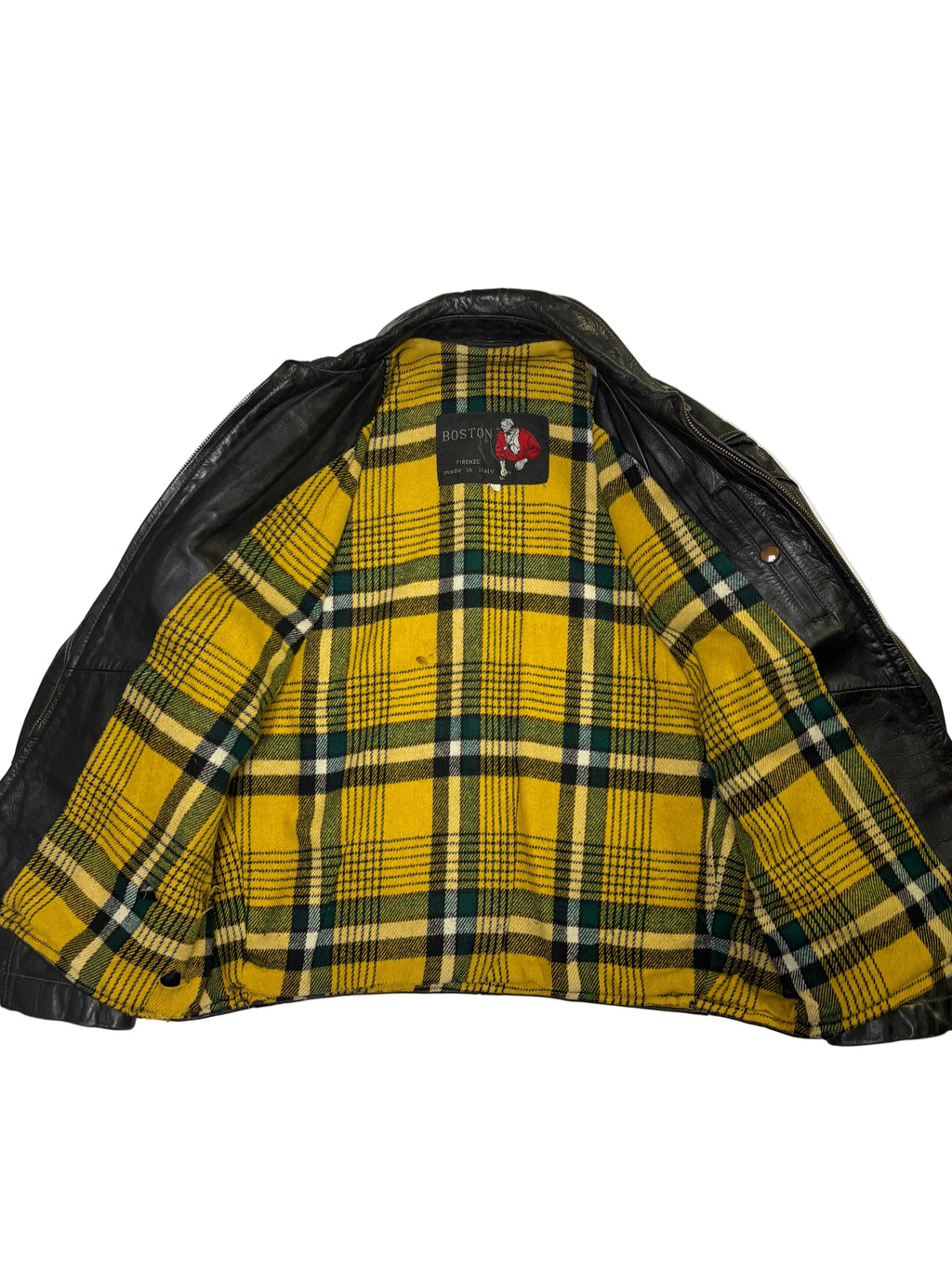 Giacca in Pelle Nera da Moto Zip Vintage (M)
