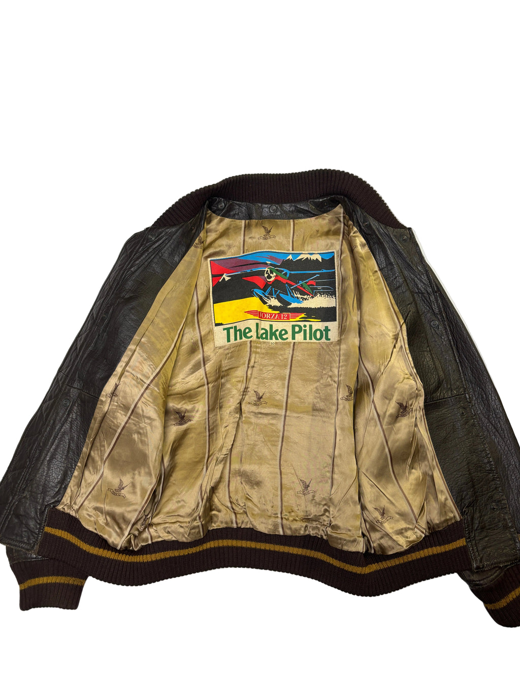 Bomber in Pelle Marrone Vintage Uomo 80s (L)