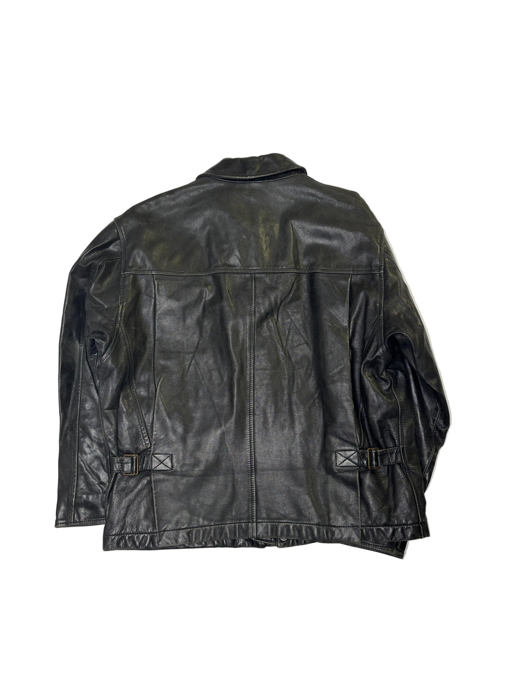 Giacca in Pelle Nera Utility Minimal (L)
