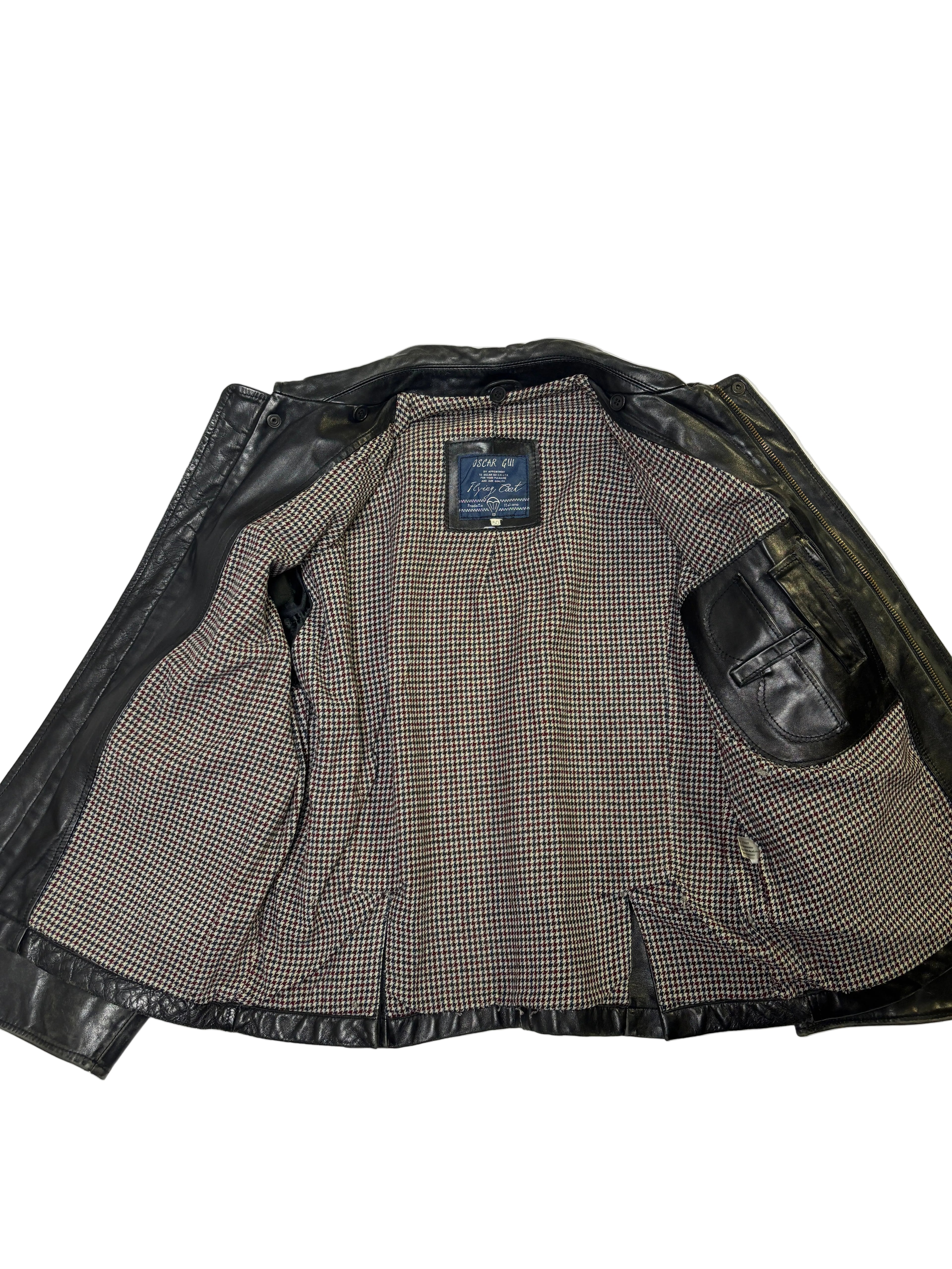 Giacca in Pelle Nera Utility Minimal (L)
