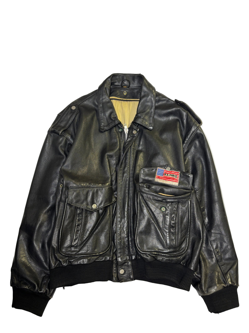 Giacca in Pelle Nera Bomber Utility (XL)