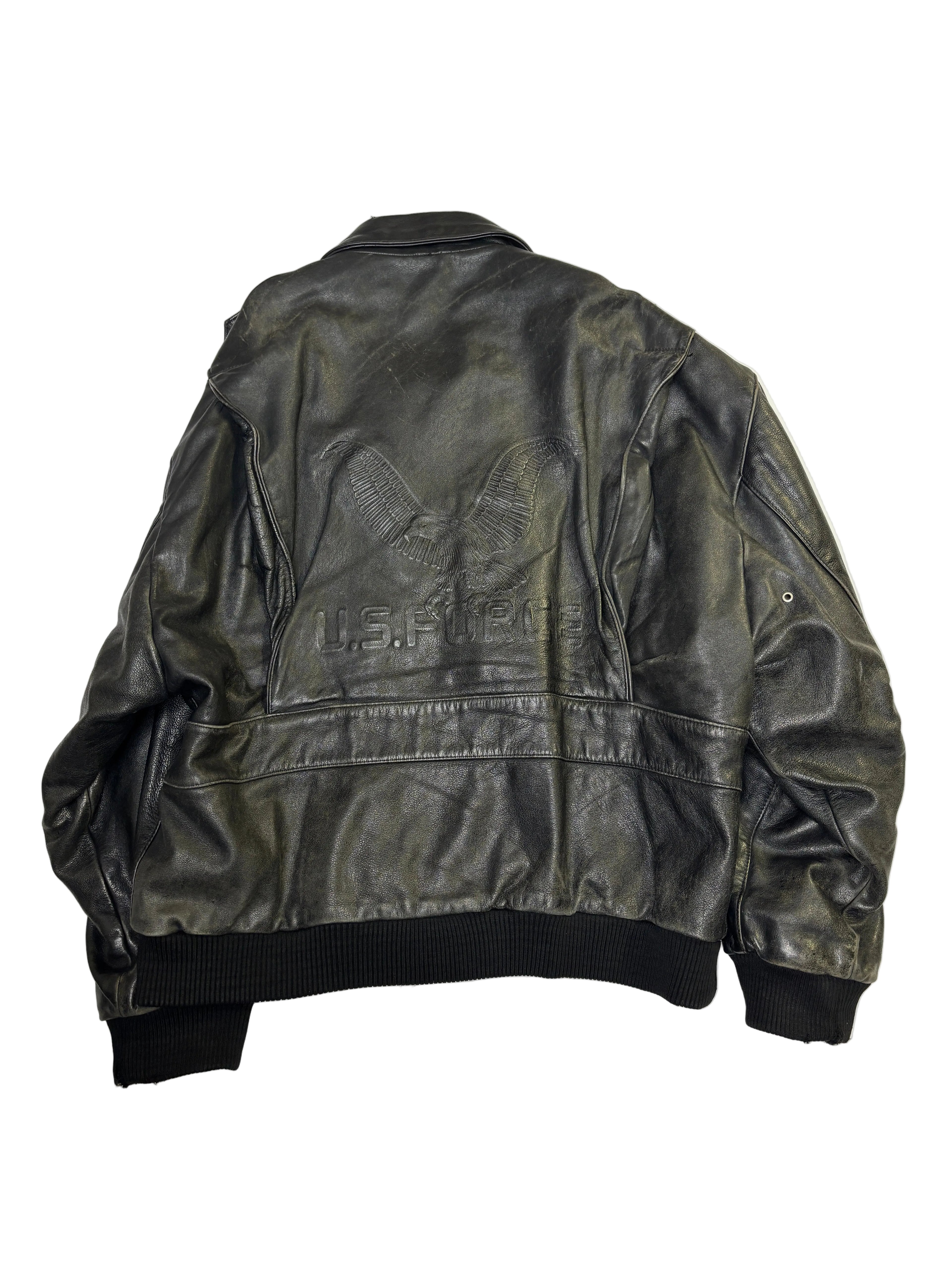 Giacca in Pelle Nera Bomber Utility (XL)