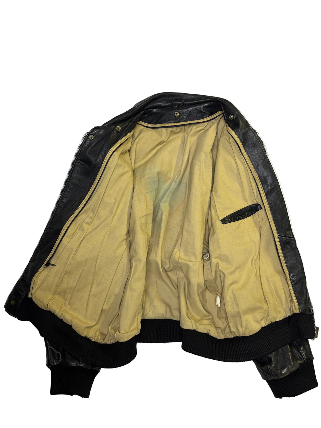 Giacca in Pelle Nera Bomber Utility (XL)