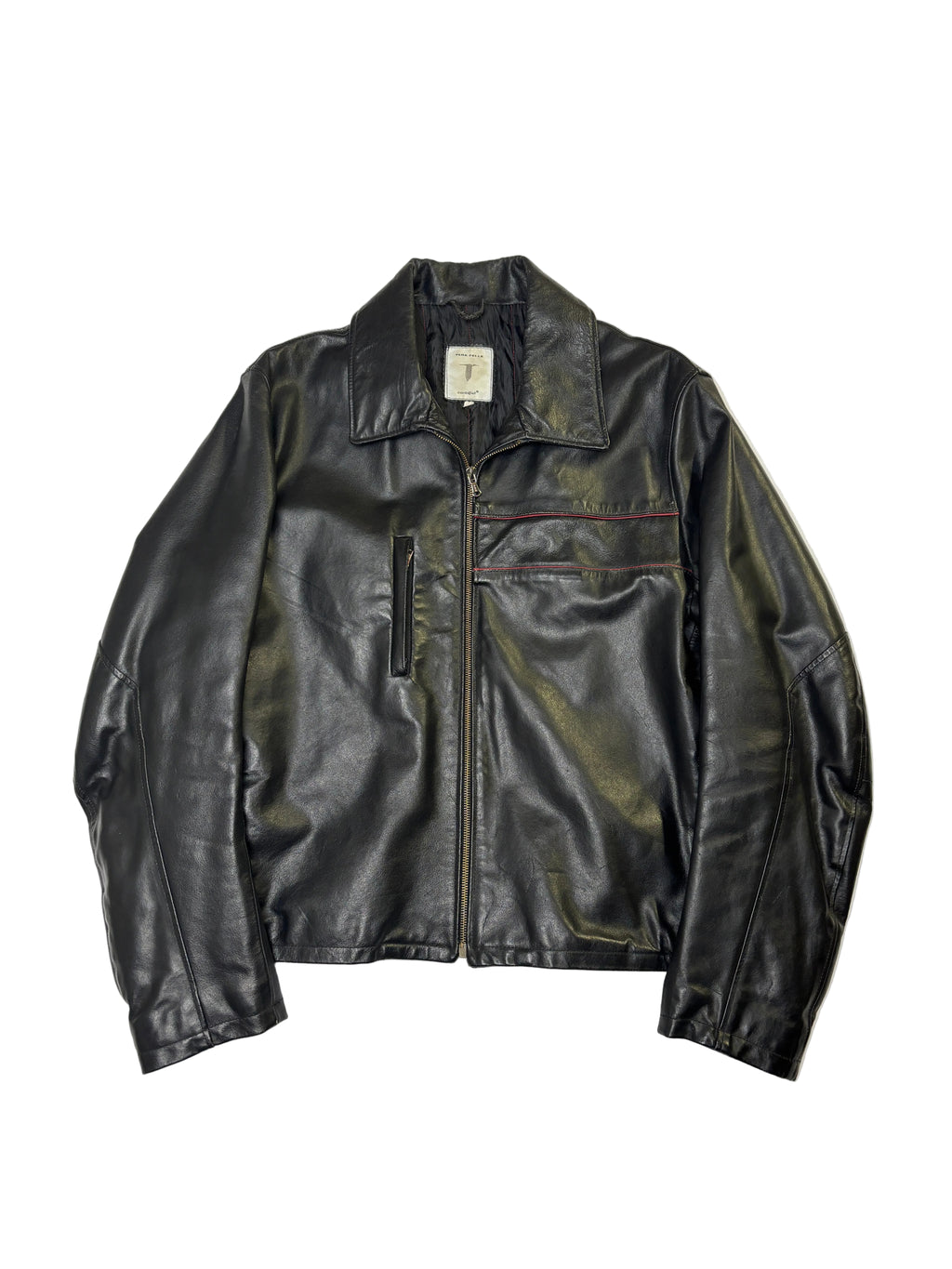 Giacca in Pelle Nera Minimal Zip (M)