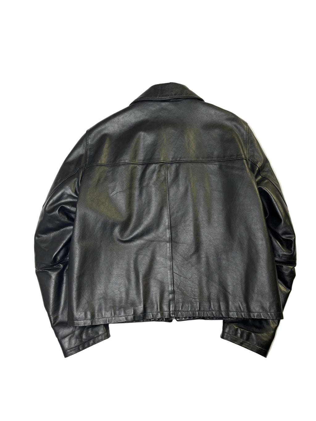 Giacca in Pelle Nera Minimal Zip (M)