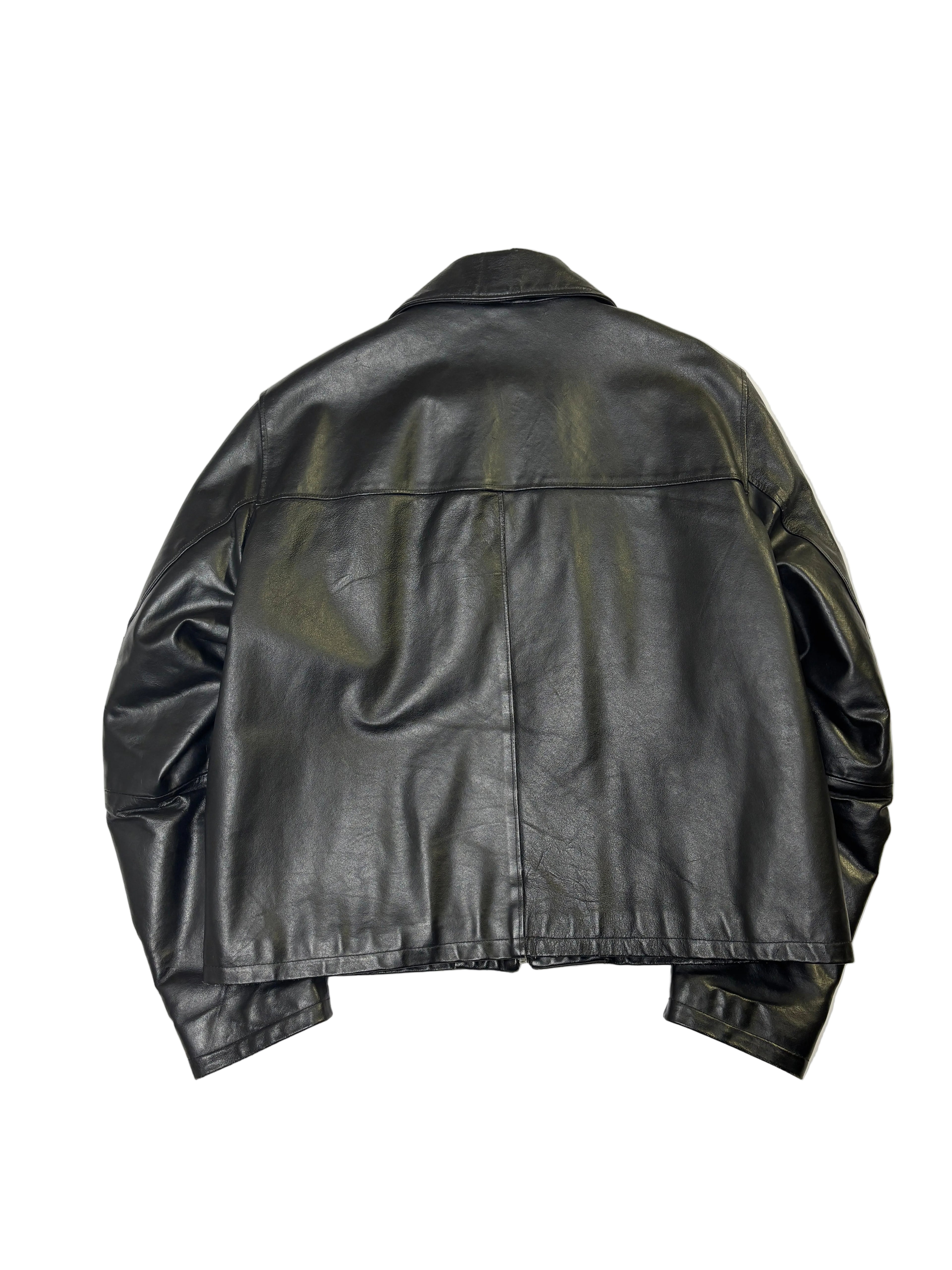 Giacca in Pelle Nera Minimal Zip (M)