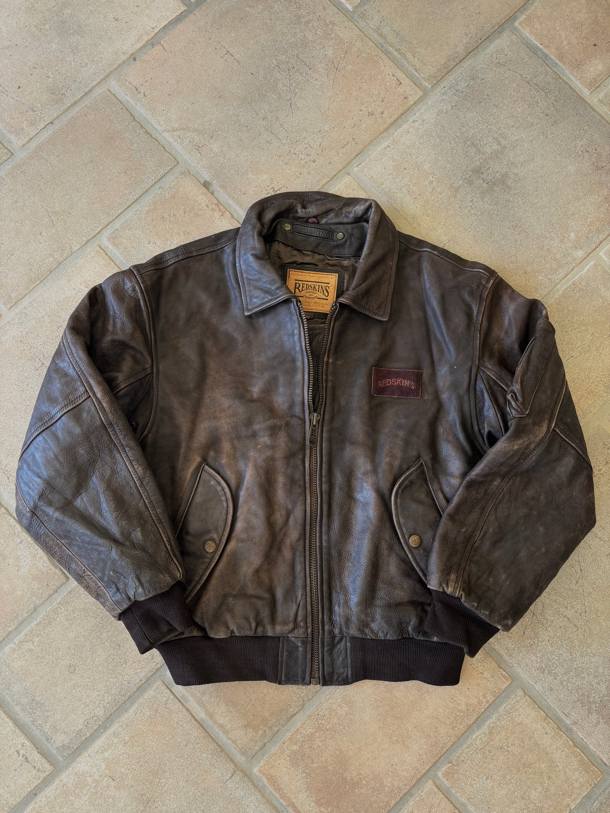 Giacca Bomber Flight in Pelle Redskins Vintage Anni ’90