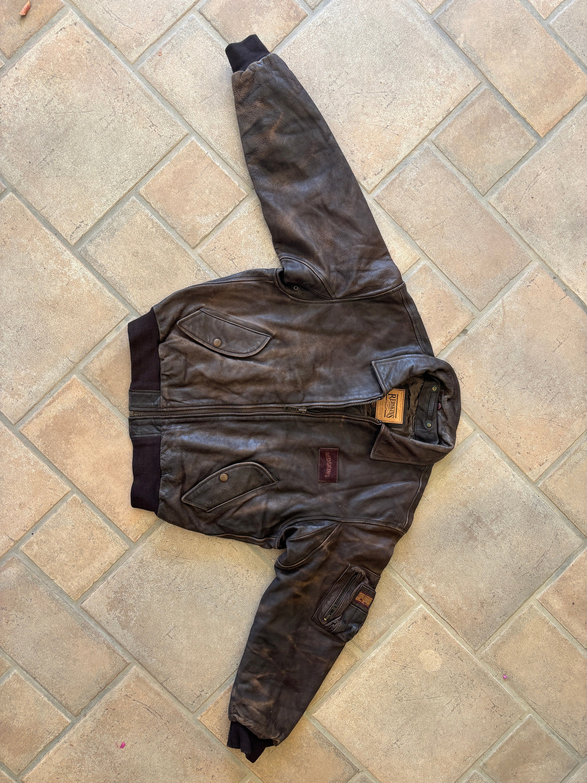 Giacca Bomber Flight in Pelle Redskins Vintage Anni ’90