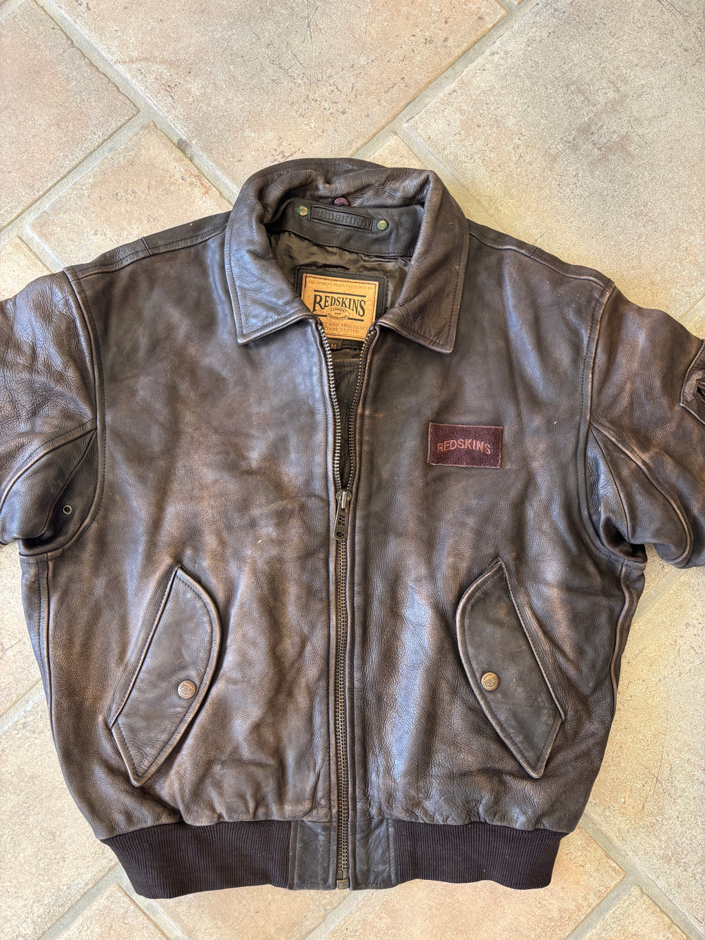 Giacca Bomber Flight in Pelle Redskins Vintage Anni ’90