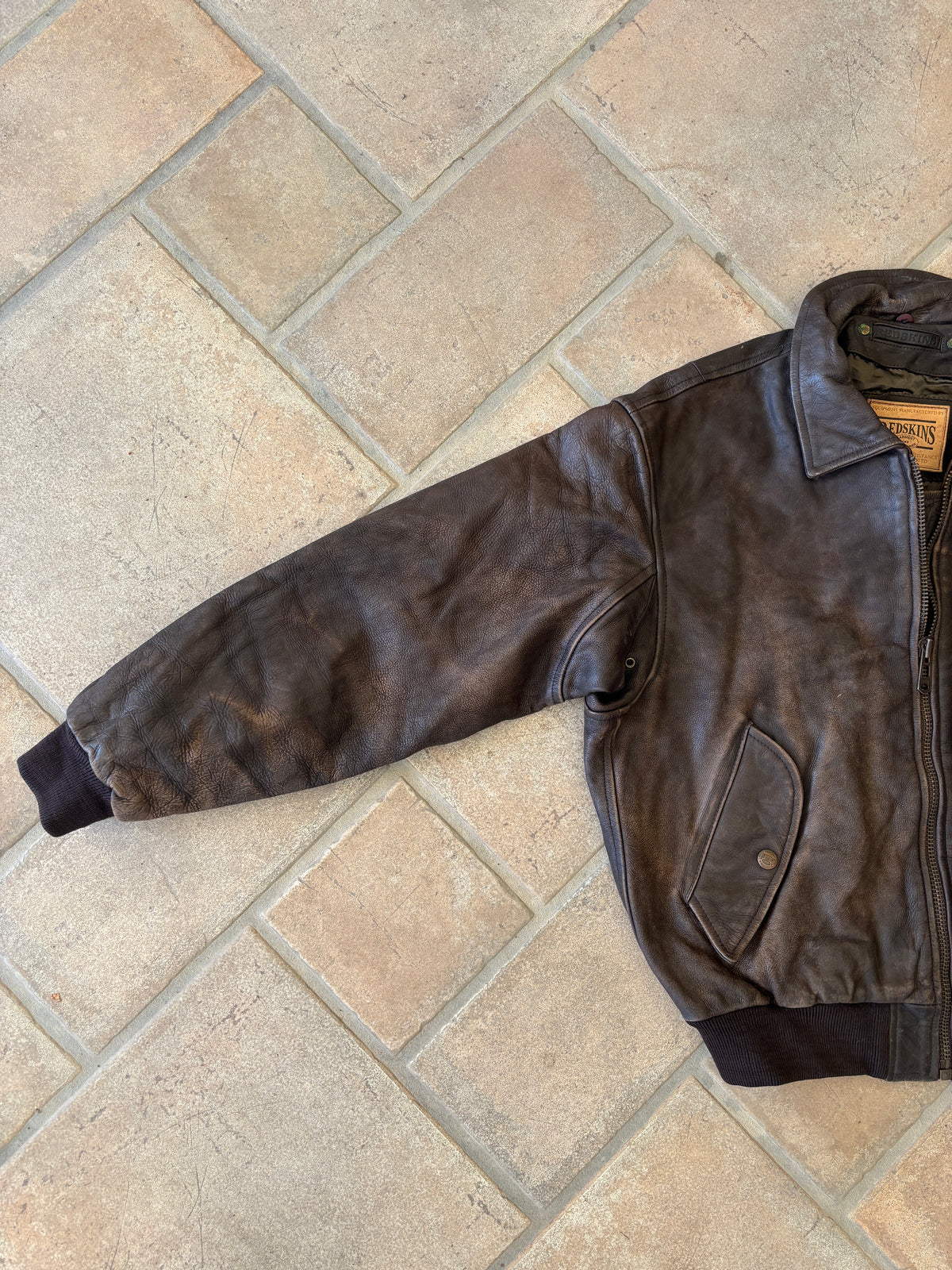Giacca Bomber Flight in Pelle Redskins Vintage Anni ’90