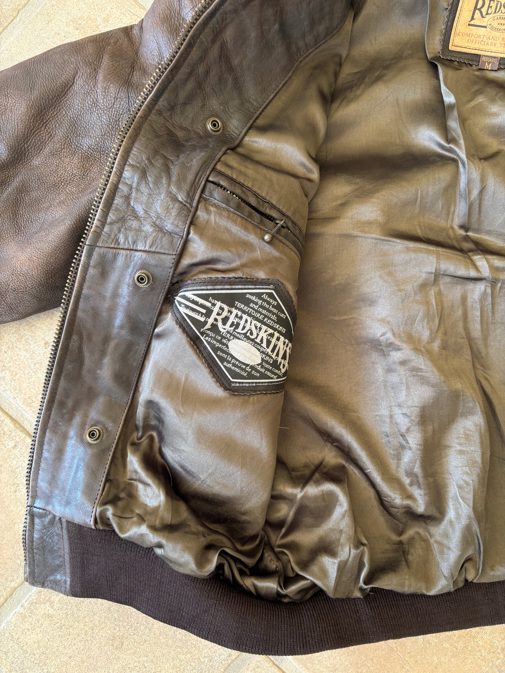 Giacca Bomber Flight in Pelle Redskins Vintage Anni ’90