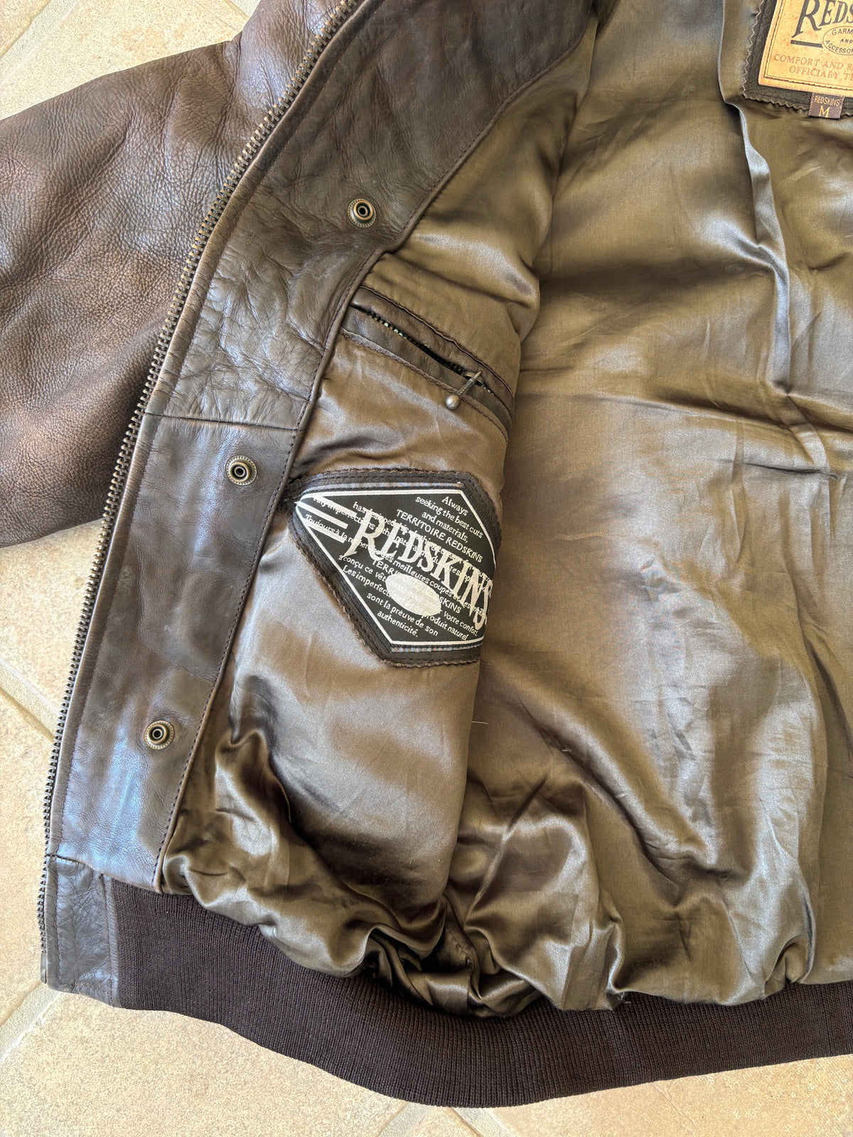 Giacca Bomber Flight in Pelle Redskins Vintage Anni ’90