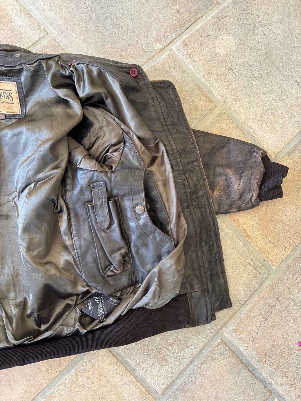 Giacca Bomber Flight in Pelle Redskins Vintage Anni ’90