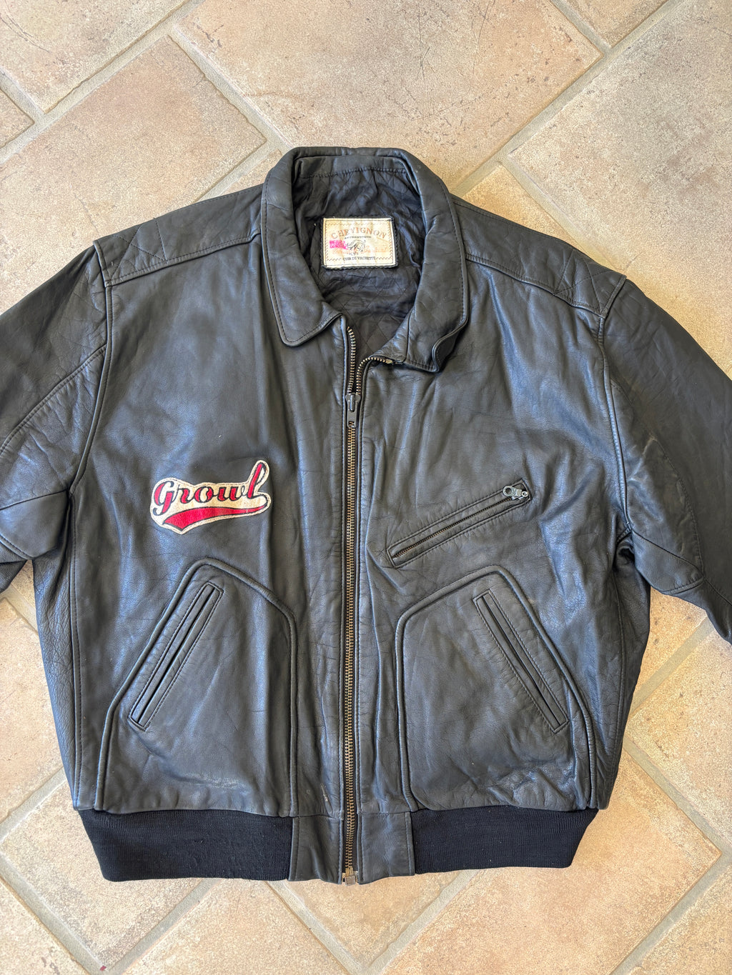 Giacca Bomber in Pelle Chevignon “Sky Wolf” Vintage Anni ’90