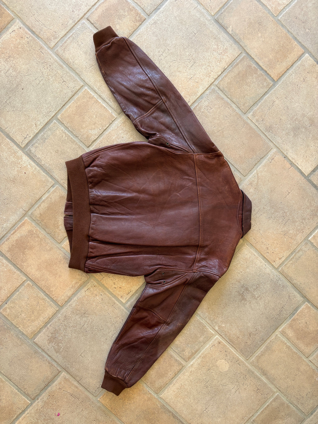 Giacca Bomber in Pelle Chevignon “World Traveler” Vintage Anni ’80