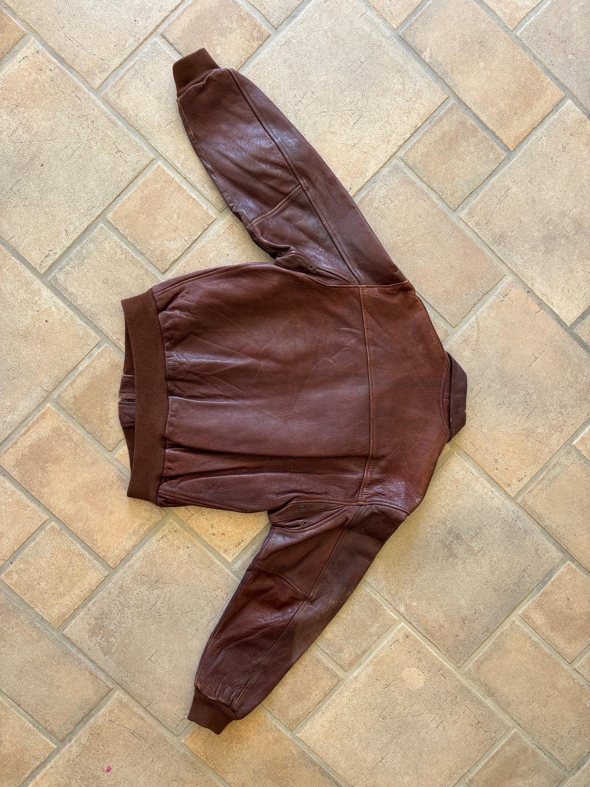 Giacca Bomber in Pelle Chevignon “World Traveler” Vintage Anni ’80