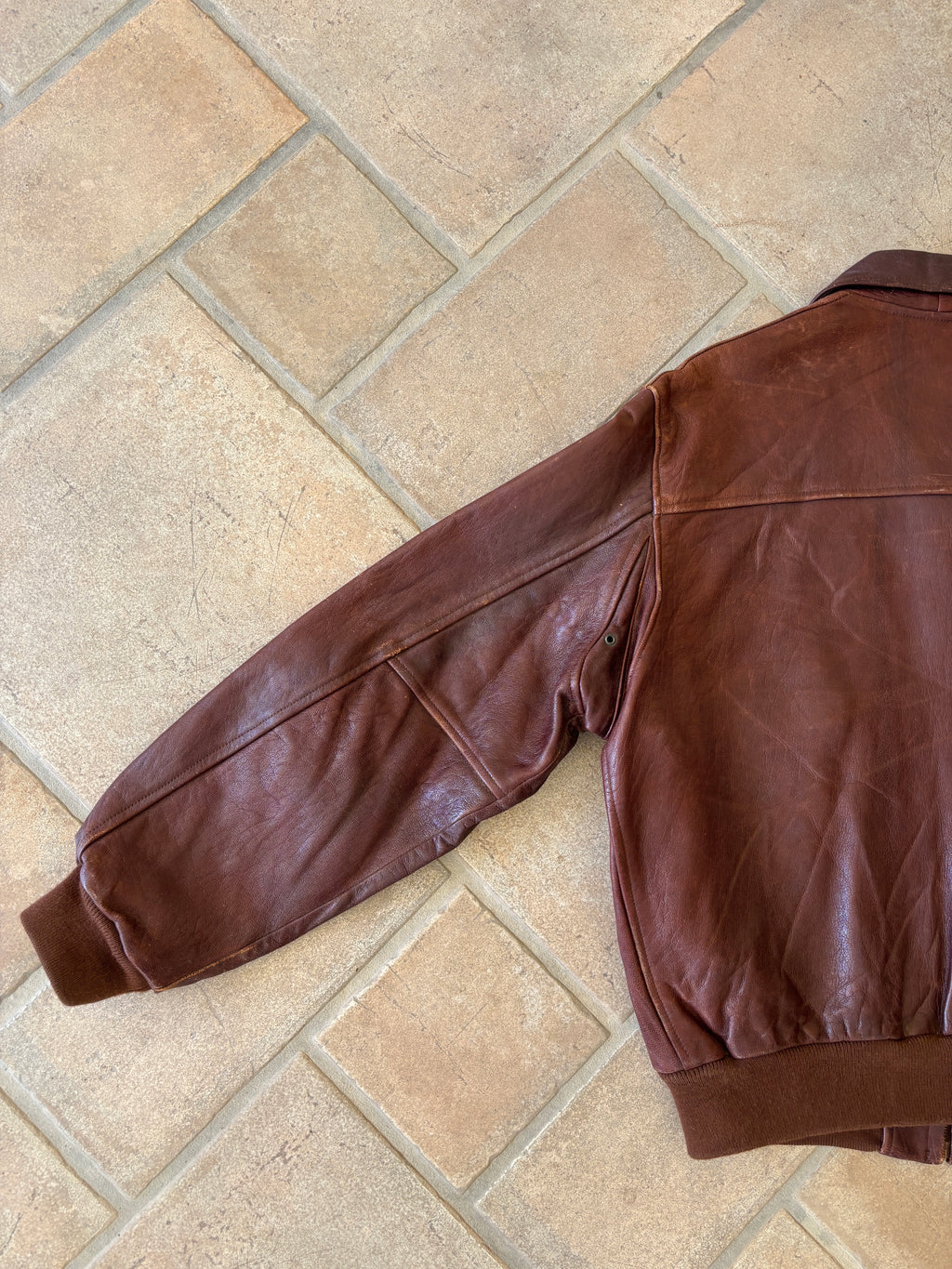 Giacca Bomber in Pelle Chevignon “World Traveler” Vintage Anni ’80