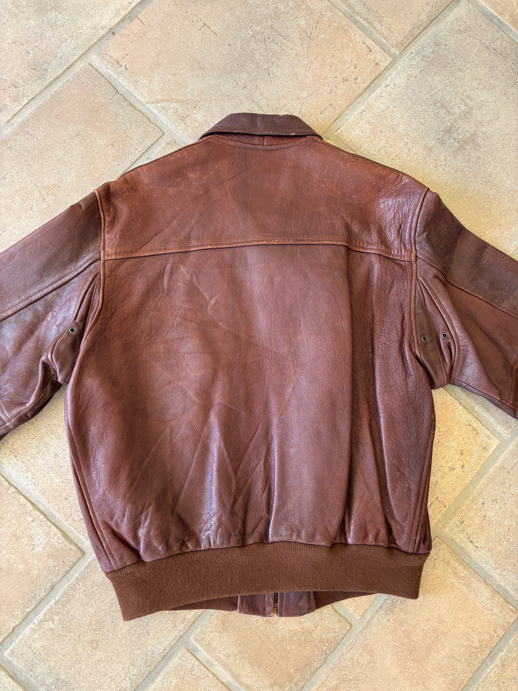 Giacca Bomber in Pelle Chevignon “World Traveler” Vintage Anni ’80