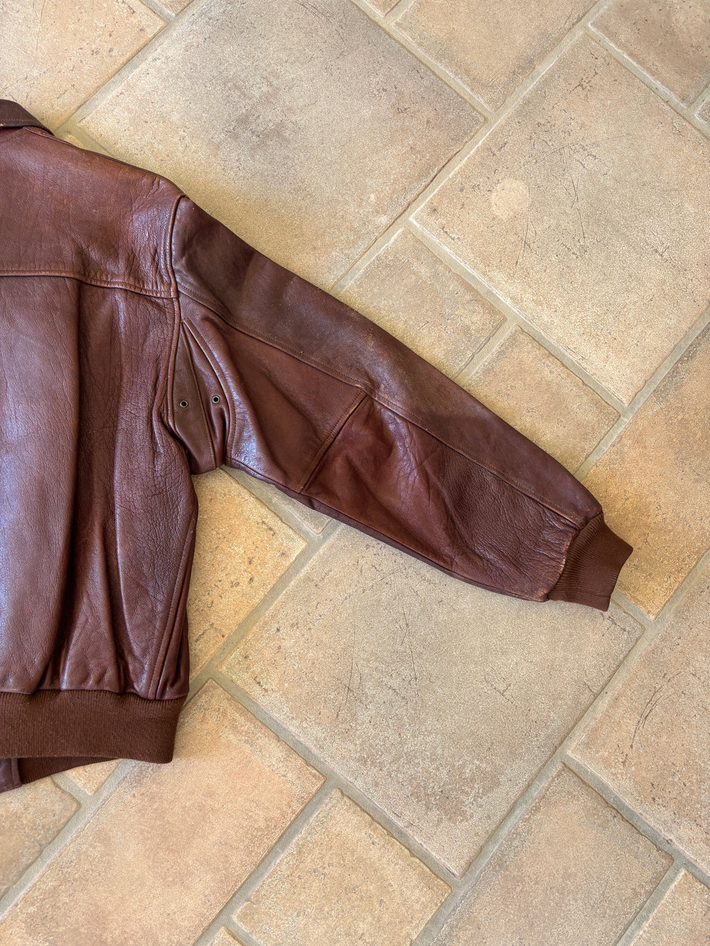 Giacca Bomber in Pelle Chevignon “World Traveler” Vintage Anni ’80