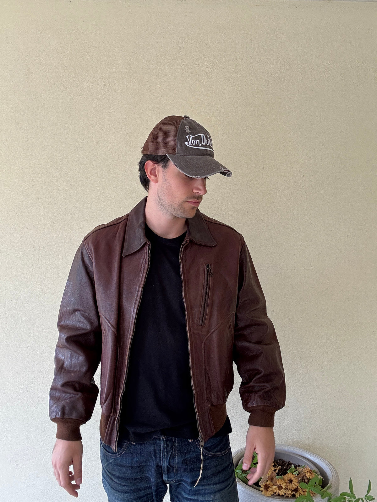 Giacca Bomber in Pelle Chevignon “World Traveler” Vintage Anni ’80
