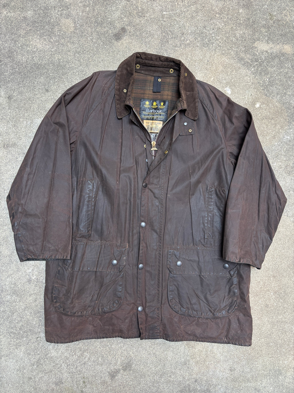 Vintage 1990s Barbour Gamefair A125 Waxed Jacket C46 Made in England 3 Warrant