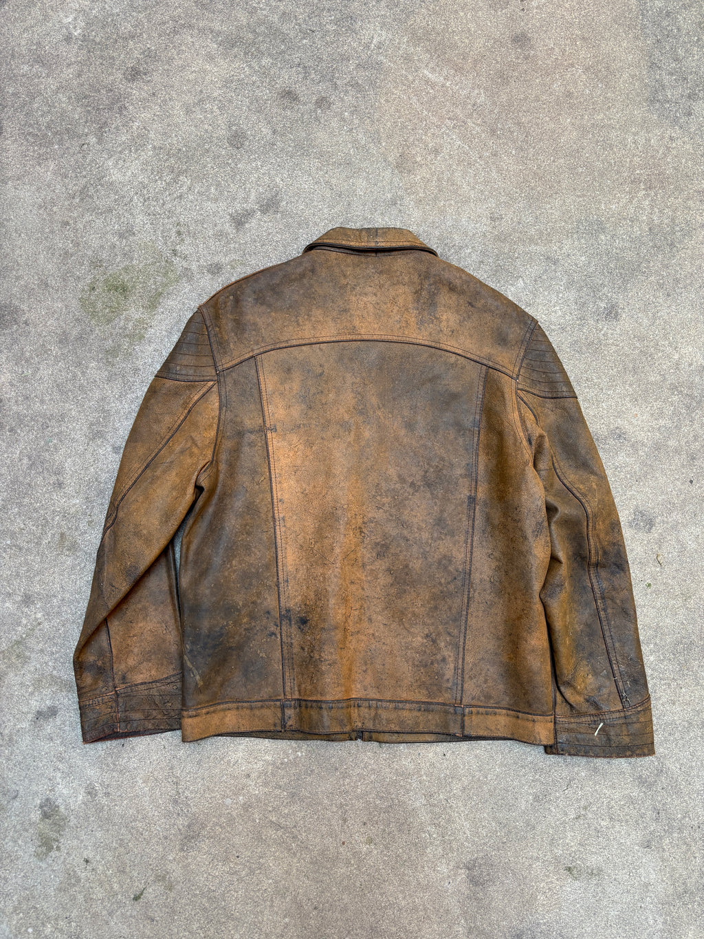 Vintage 1970s Italian Leather Jacket Made in Italy Distressed Cafe Racer Brown