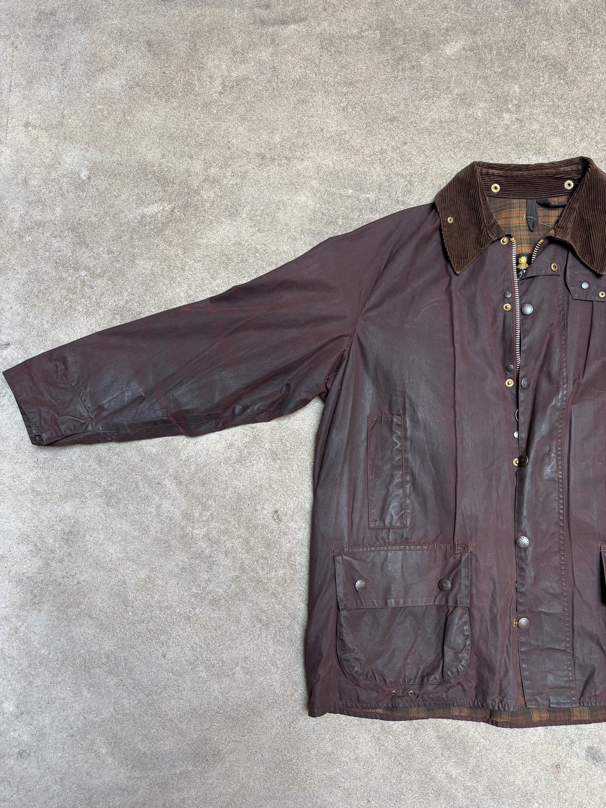 Vintage 2000s Barbour Beaufort C48 Waxed Jacket Rustic Brown Made in England