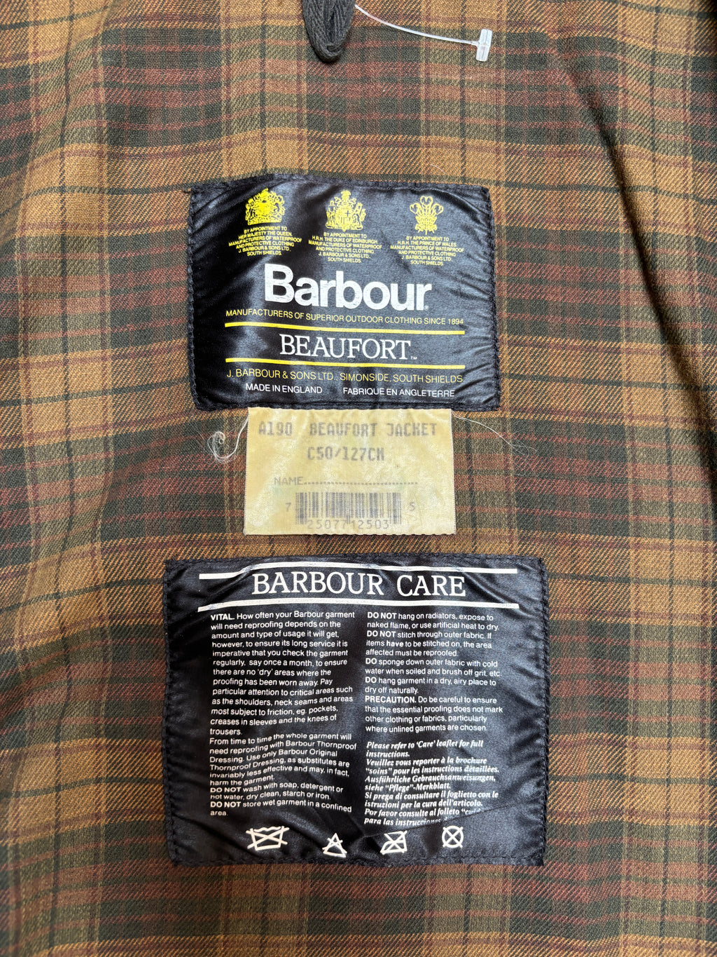 Vintage 2000s Barbour Beaufort C48 Waxed Jacket Rustic Brown Made in England
