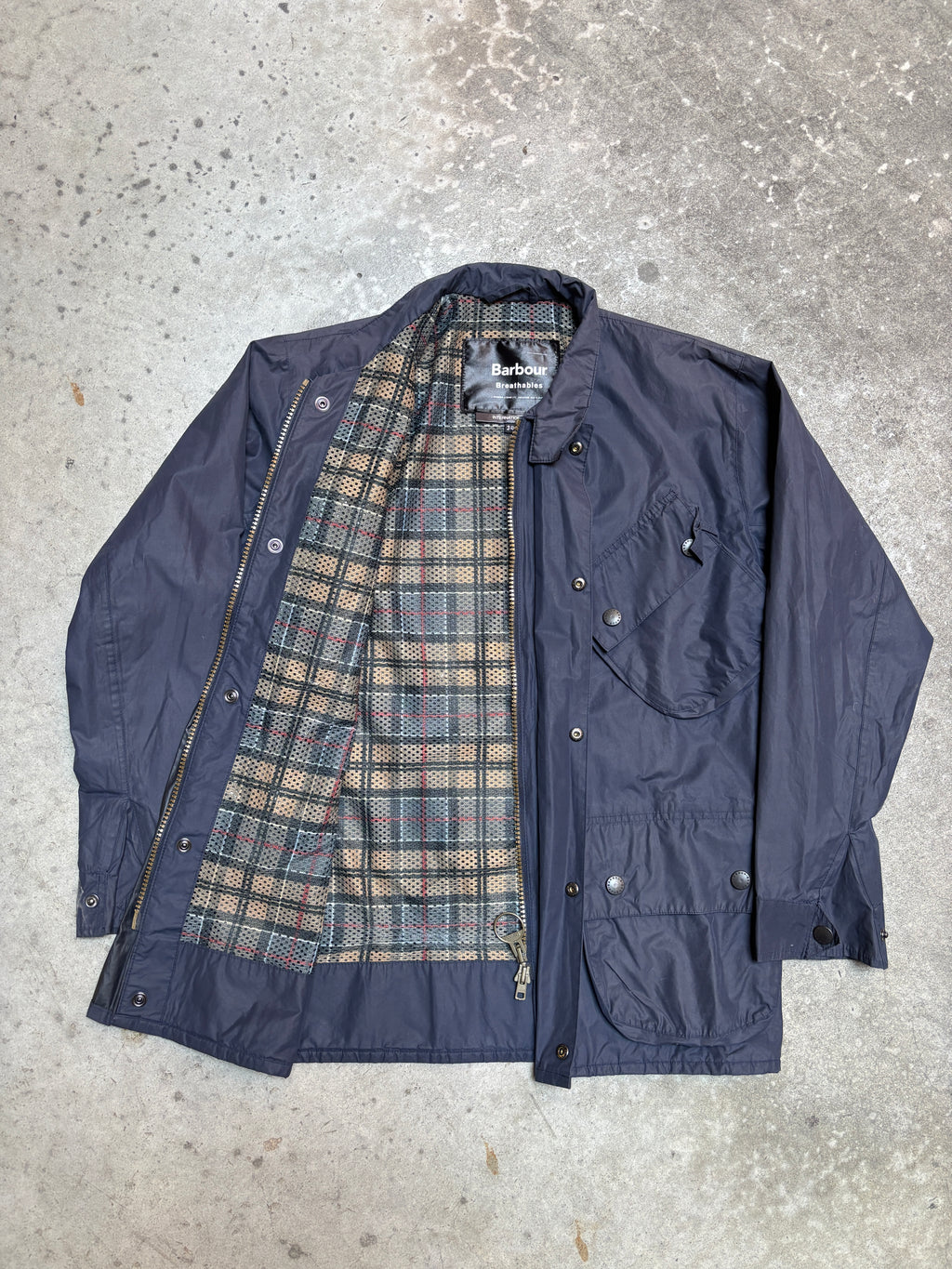Modern 2004 Barbour International Cracked Wax Biker Jacket Navy Blue 34 A1244