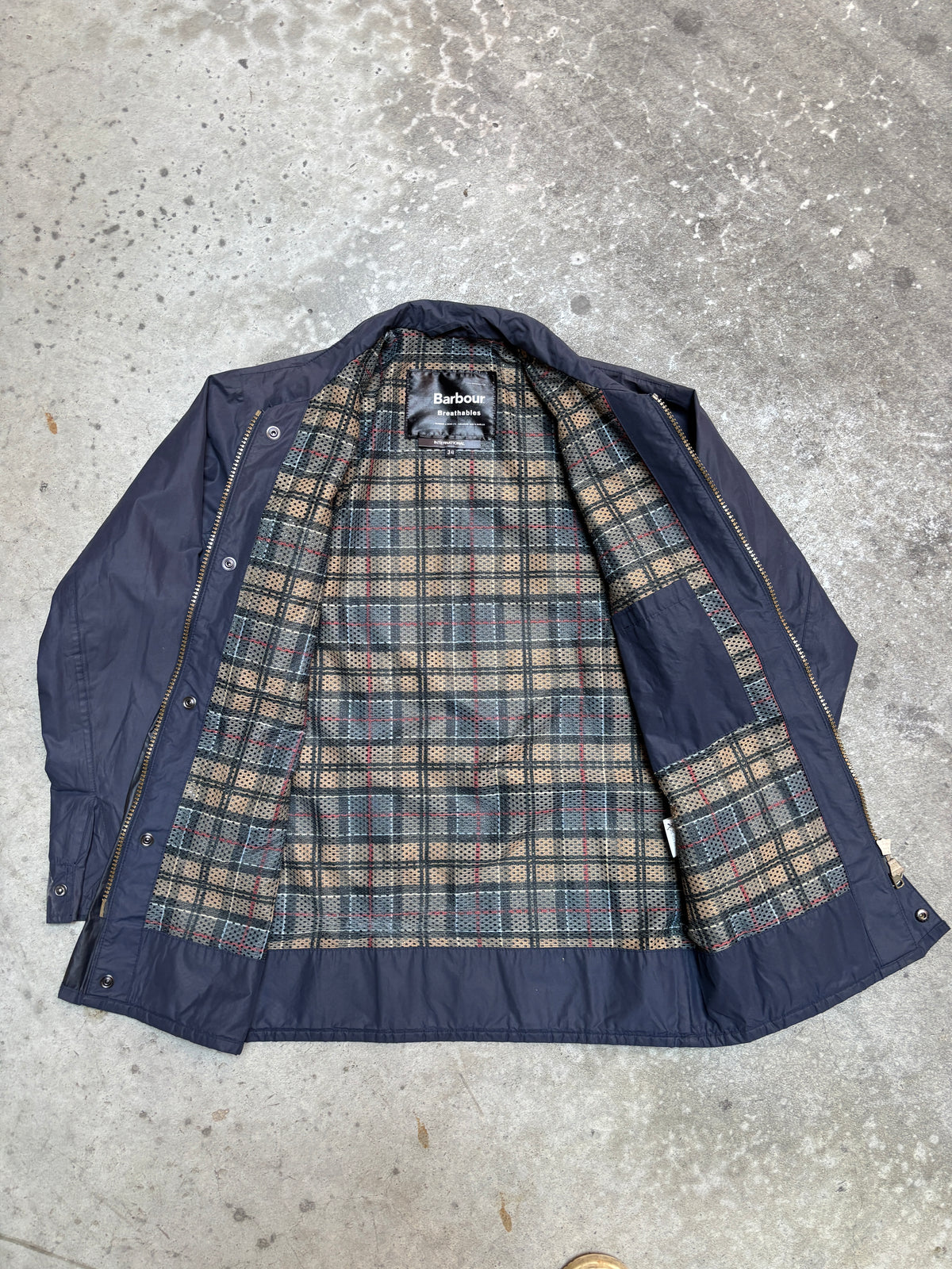 Modern 2004 Barbour International Cracked Wax Biker Jacket Navy Blue 34 A1244