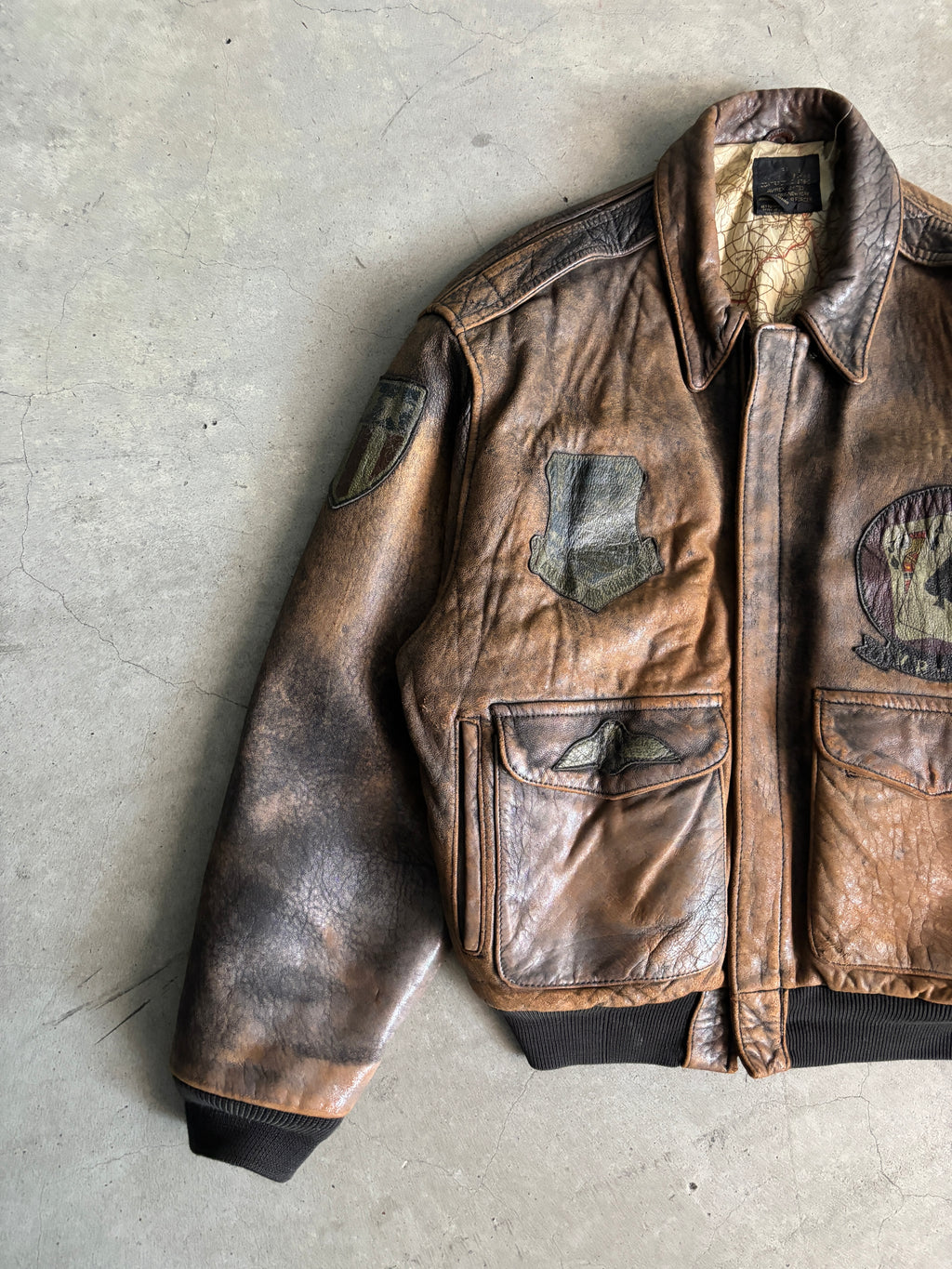 Vintage 1980s Avirex A-2 Leather Flight Jacket WWII