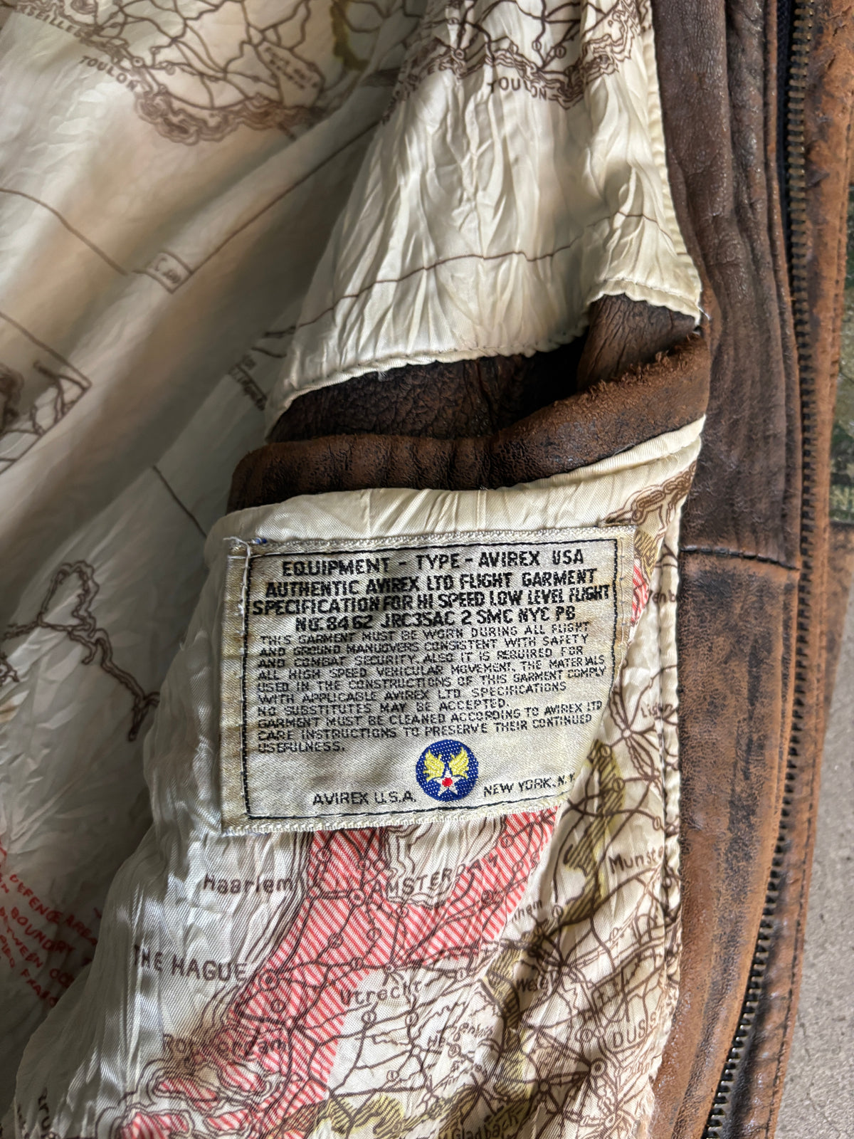 Vintage 1980s Avirex A-2 Leather Flight Jacket WWII