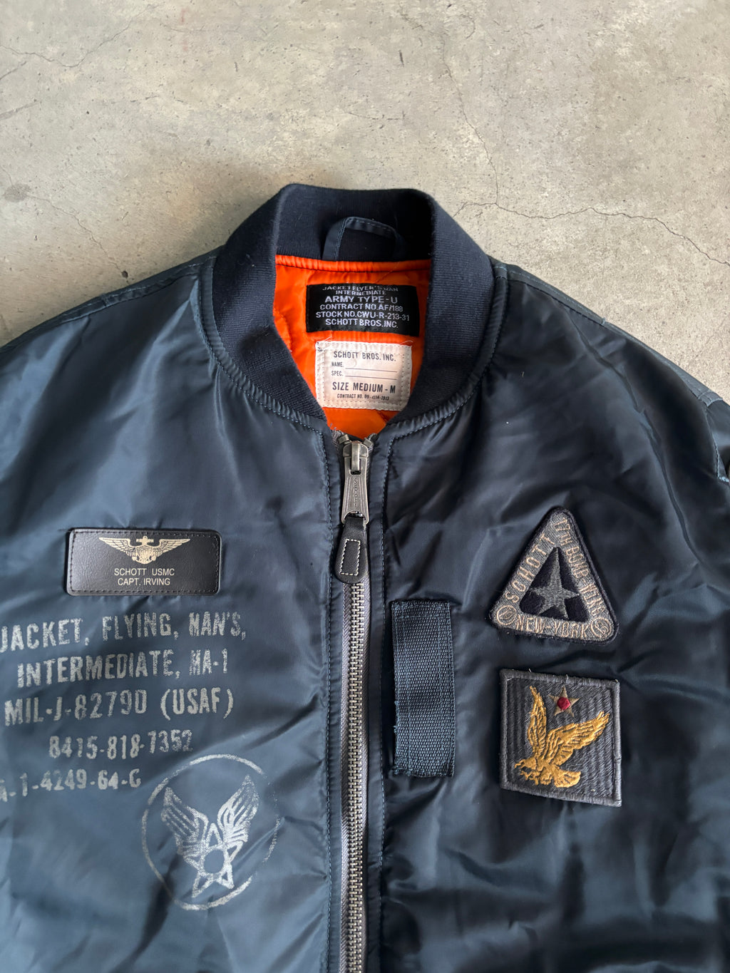 Schott NYC MA-1 Bomber Flight Jacket Navy Blue