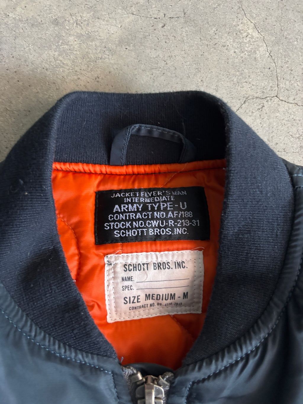 Schott NYC MA-1 Bomber Flight Jacket Navy Blue
