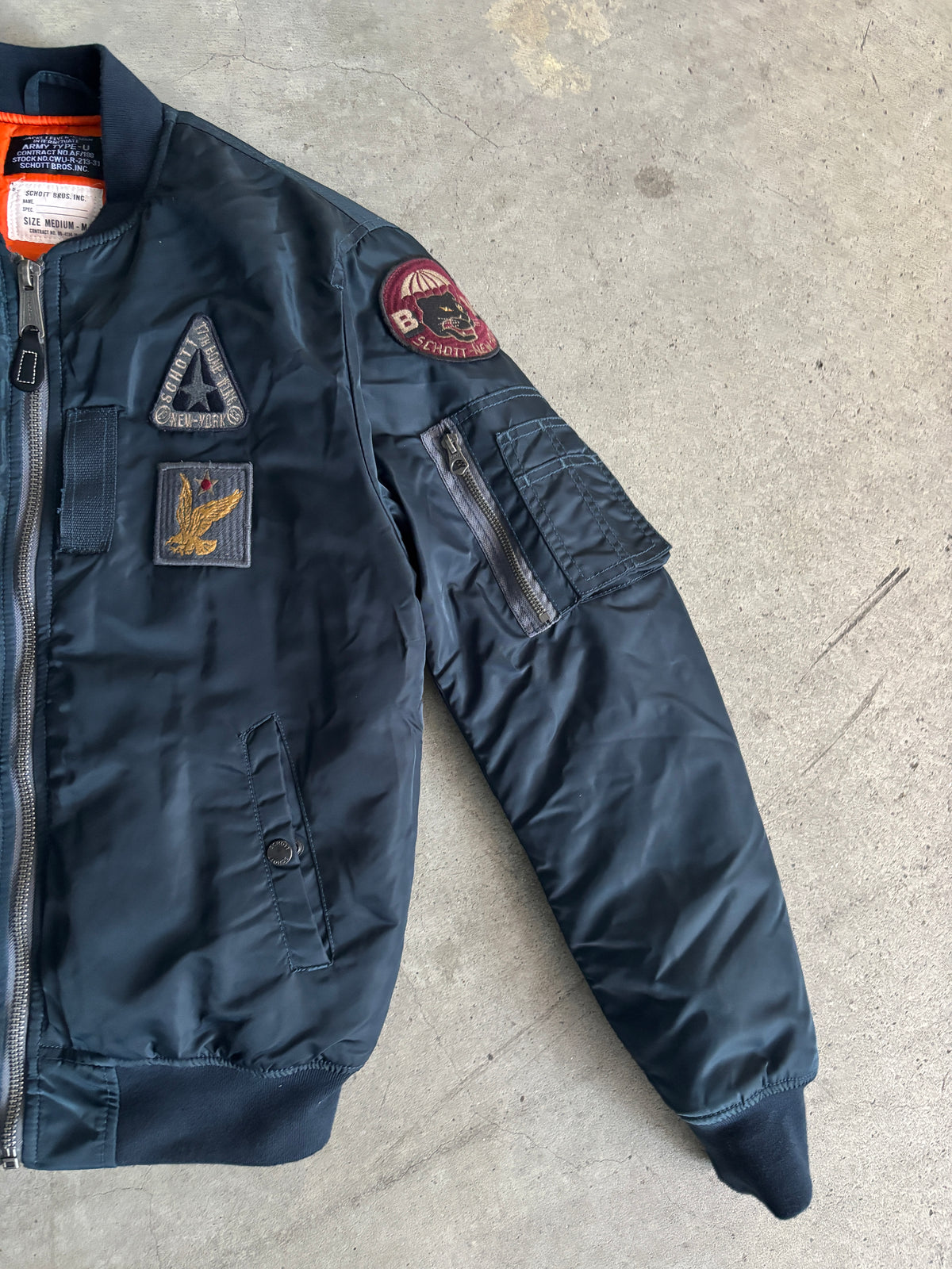 Schott NYC MA-1 Bomber Flight Jacket Navy Blue