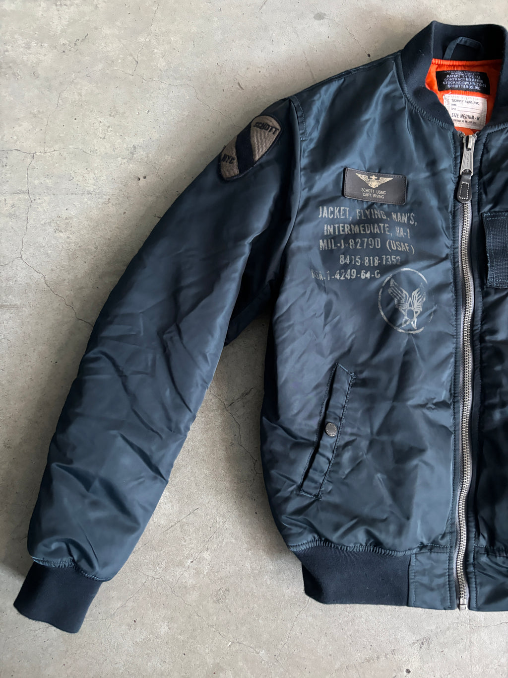 Schott NYC MA-1 Bomber Flight Jacket Navy Blue