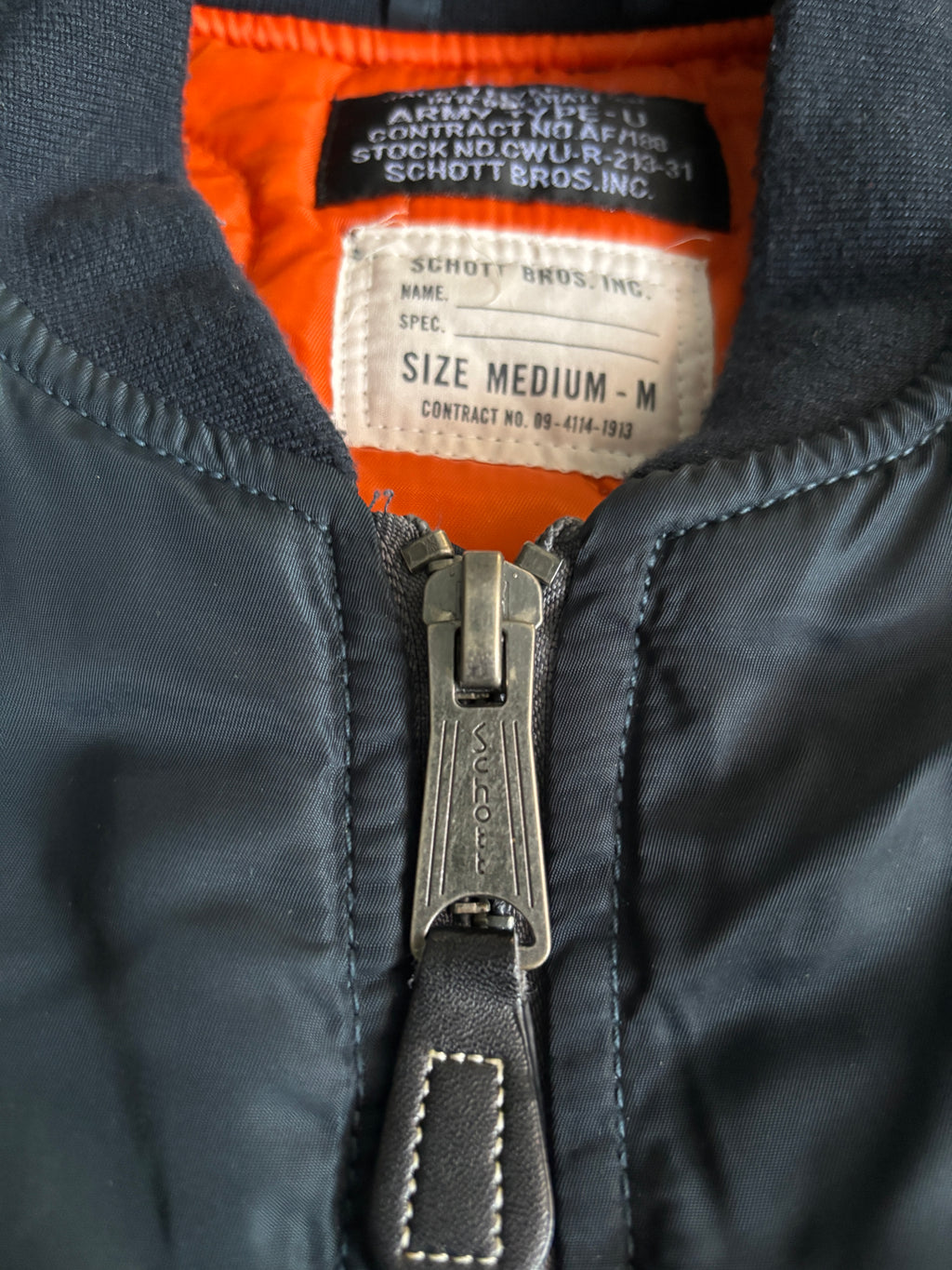 Schott NYC MA-1 Bomber Flight Jacket Navy Blue